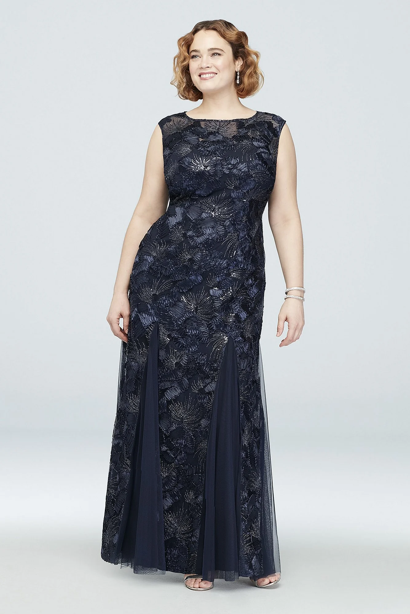 Metallic Sequin and Soutache Gown with Godets - Image 3