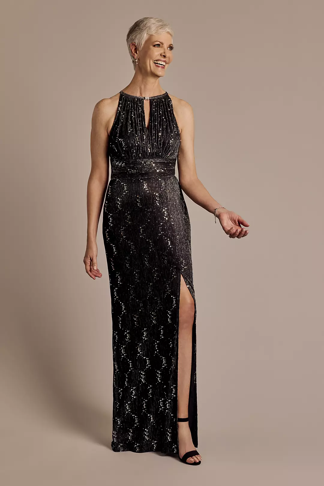 Metallic Sequin Keyhole Neckline Sheath Dress - Image 3