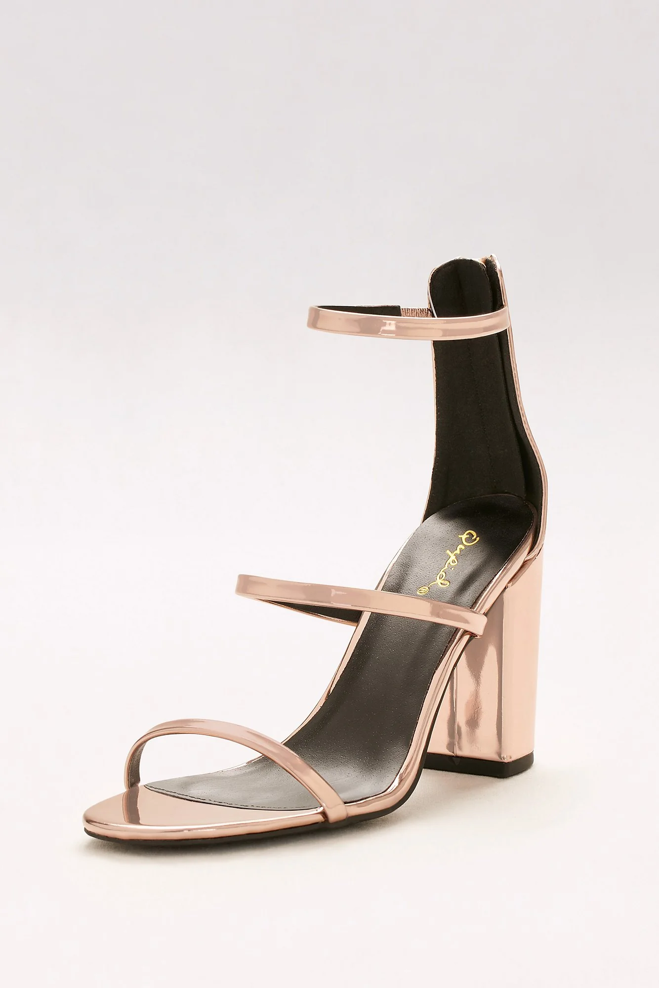 Metallic Strappy Block Heel Sandals