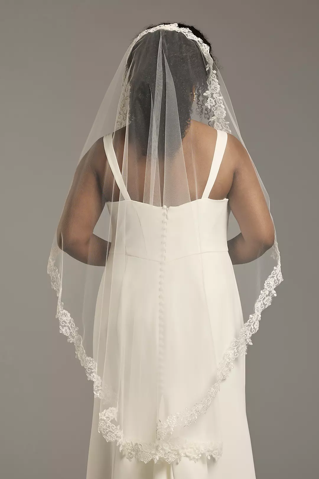 Mid Length Mantilla Lace Edge Veil - Image 4