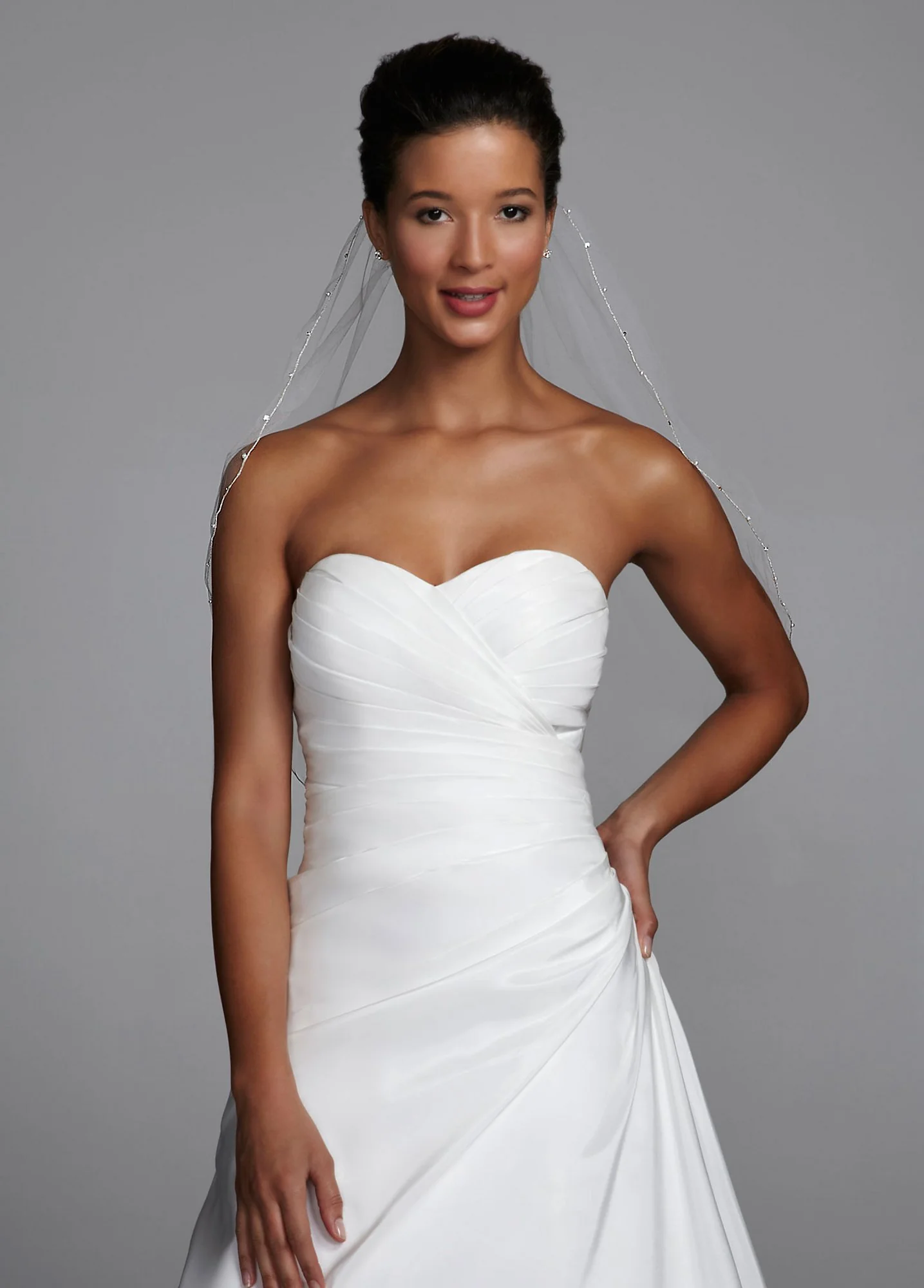 Mid-Length Veil with Pearl and Crystal Edge - Image 2
