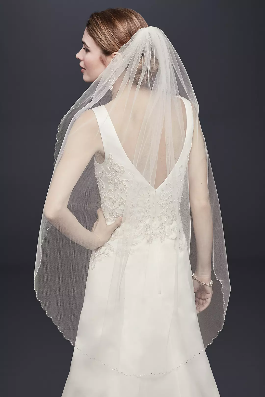 Mid Veil with Beaded Scalloped Edge - Image 2