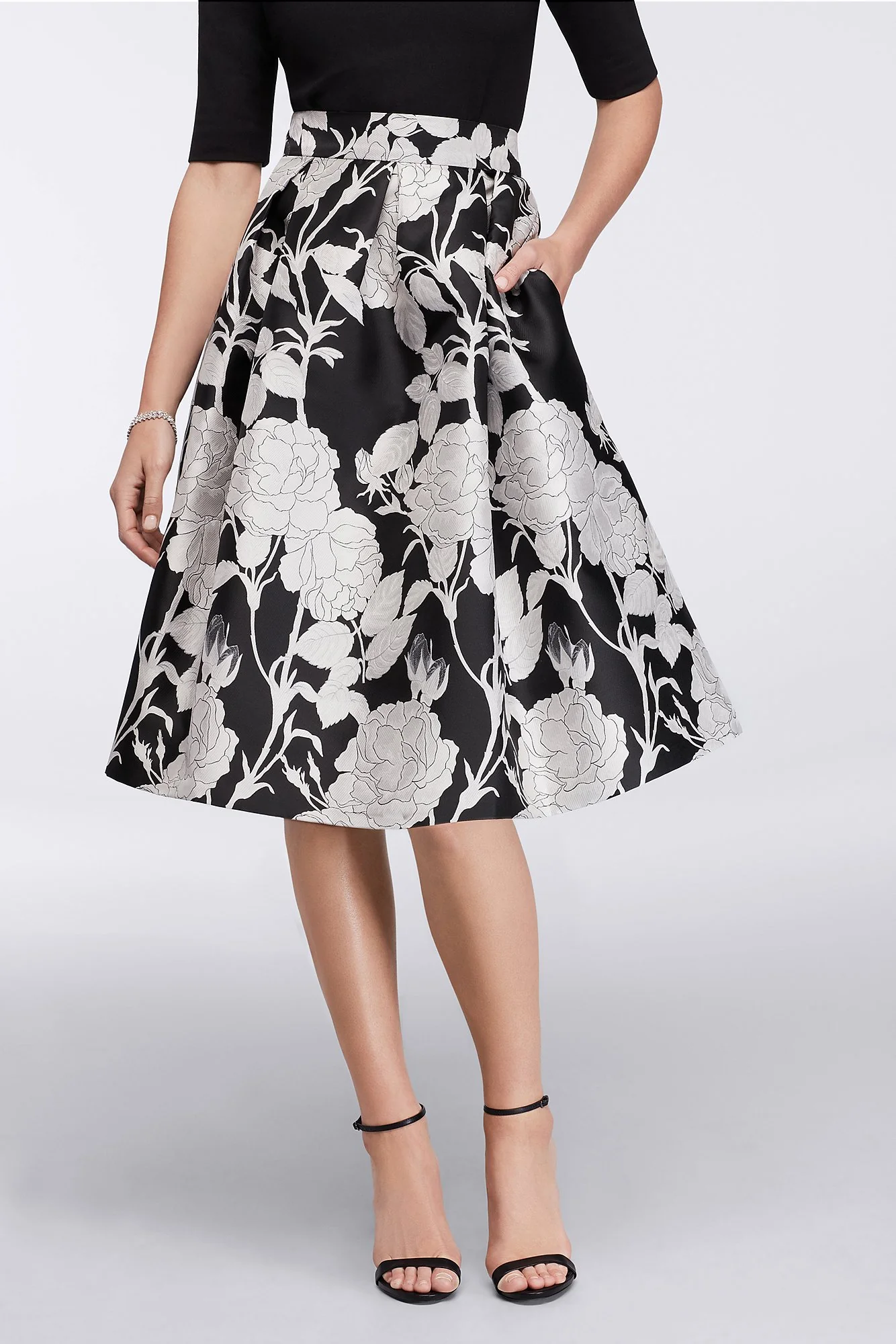 Midi Full Jacquard Skirt with Box Pleats - Image 2