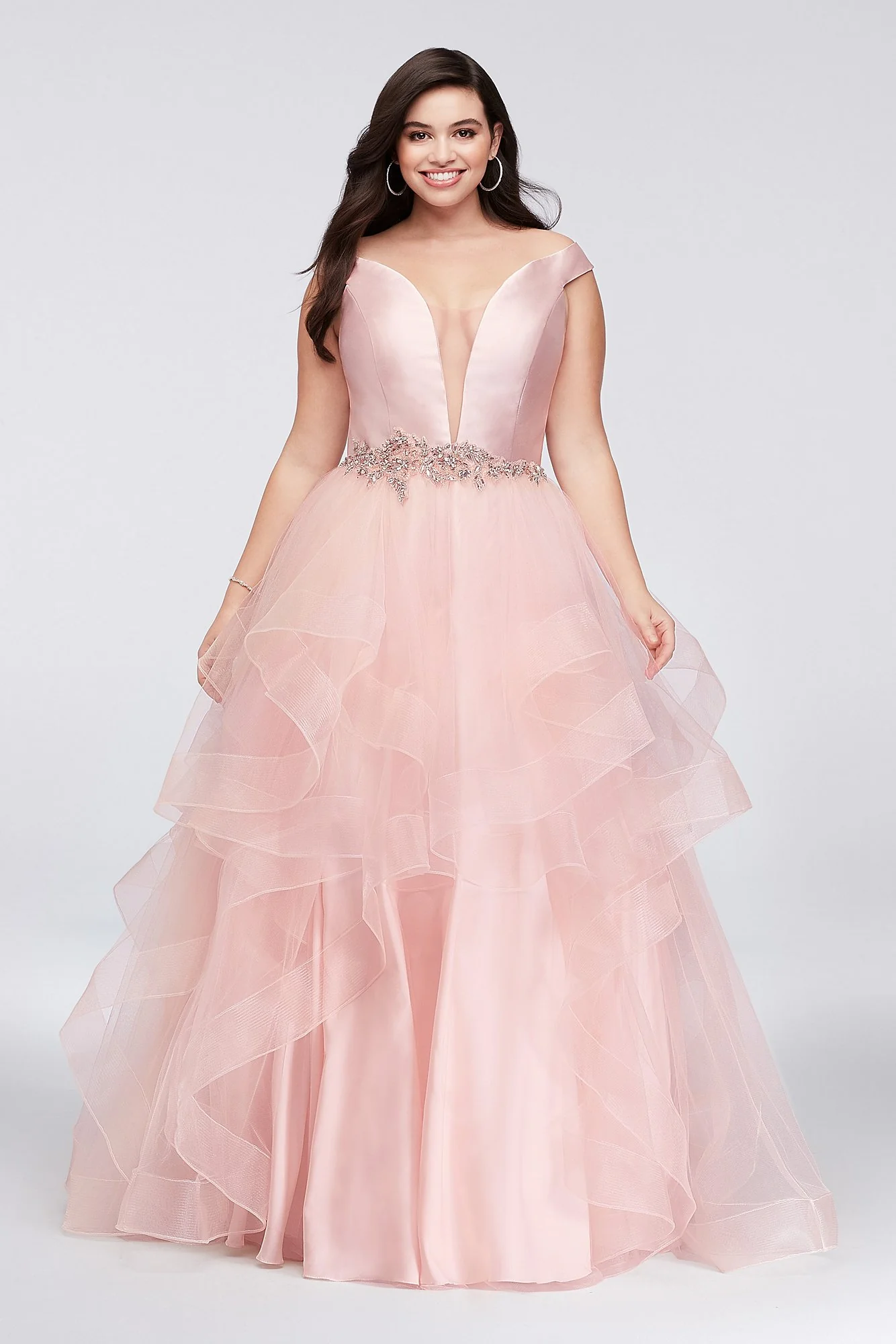 Mikado and Tulle Illusion Plunge Ball Gown - Image 2