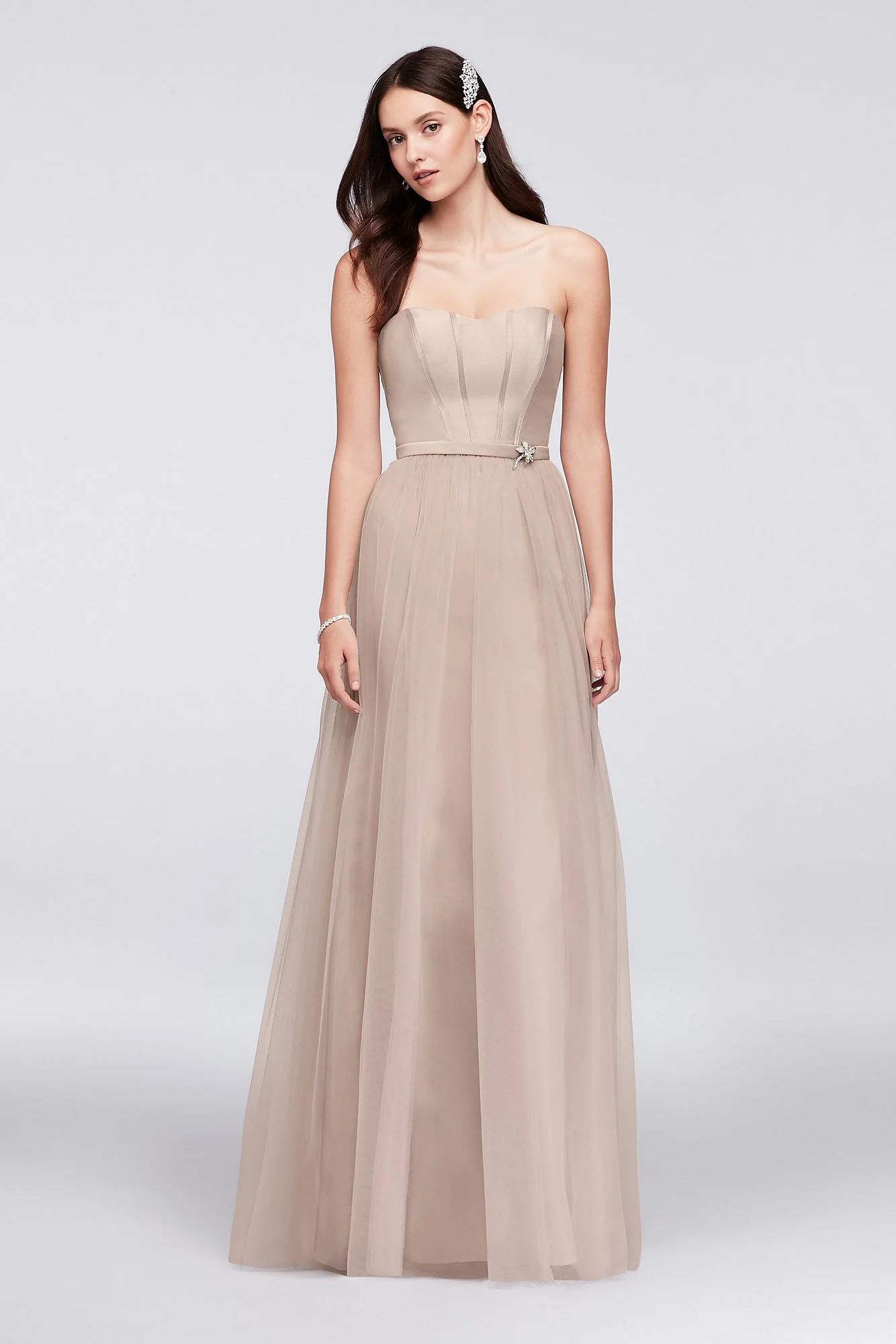 Mikado and Tulle Long Bridesmaid Dress - Image 17