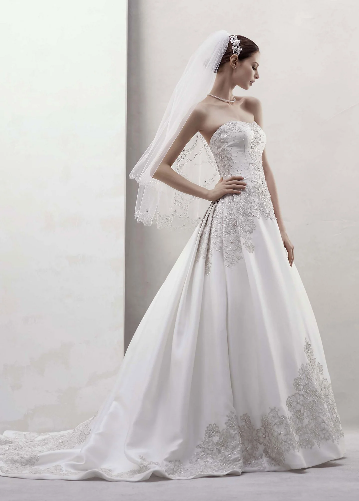 Mikado Ball Gown with Beaded Appliques - Image 2
