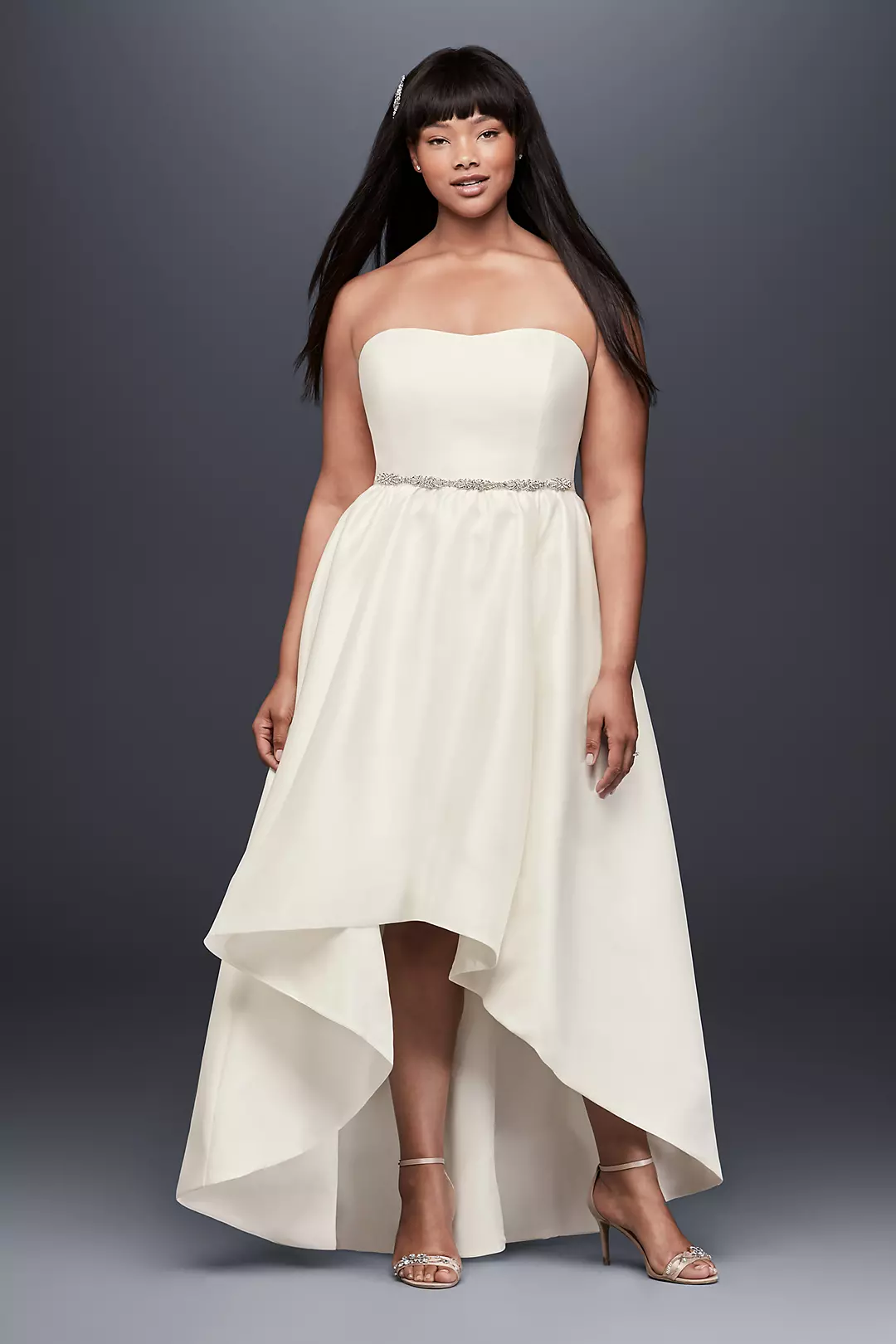 Mikado High-Low Wedding Dress - Image 15