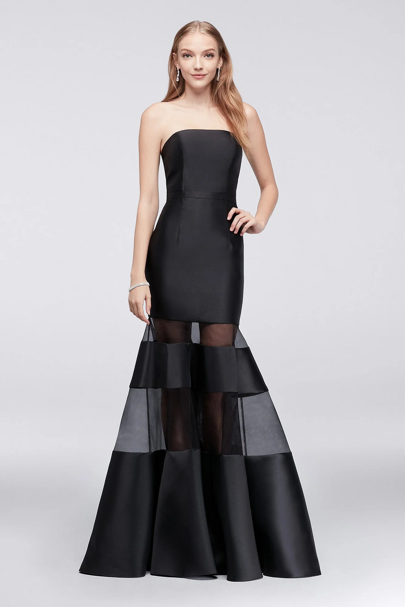 Mikado Mermaid Dress with Illusion Inset Skirt