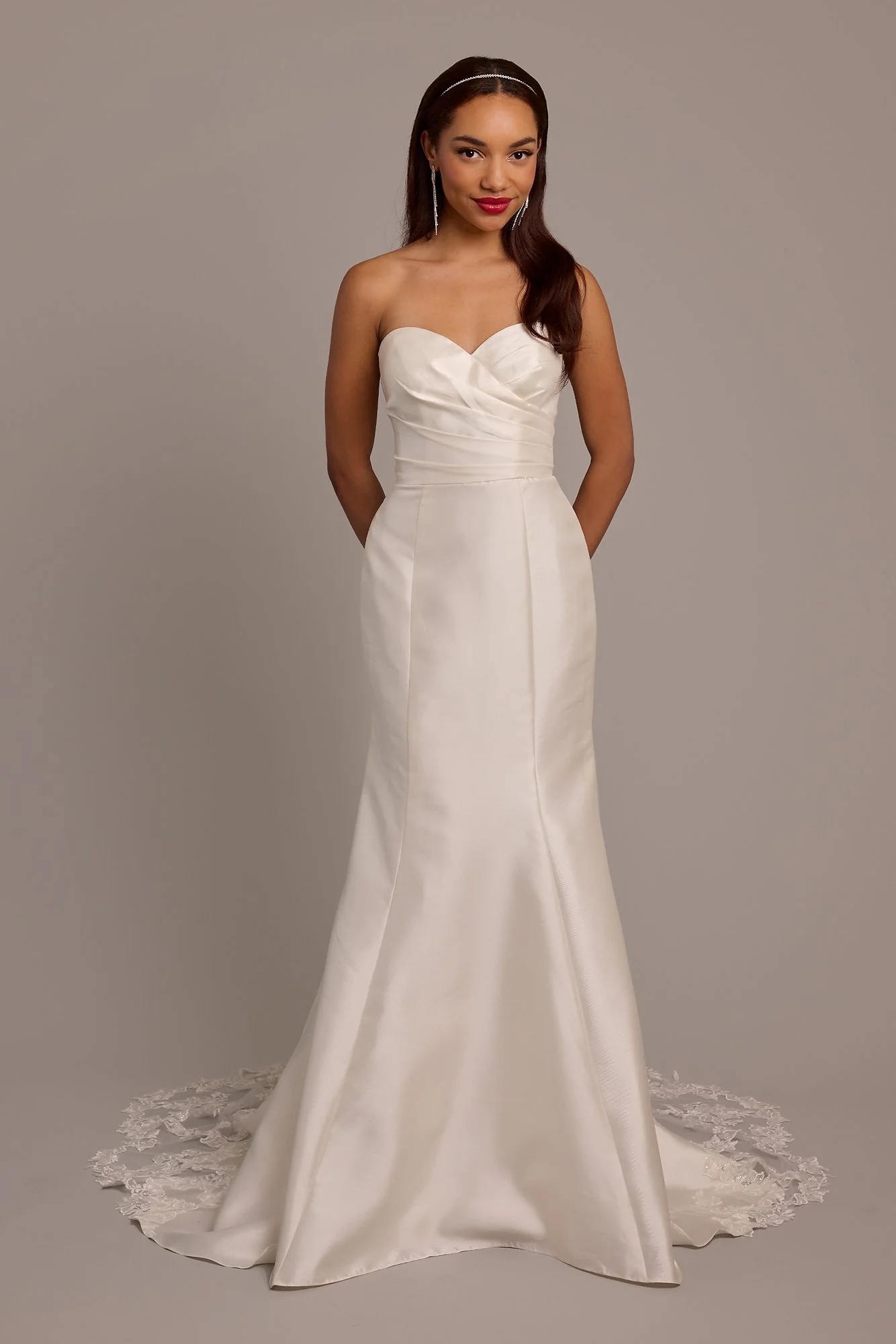 Mikado Trumpet Wedding Dress with Lace Train