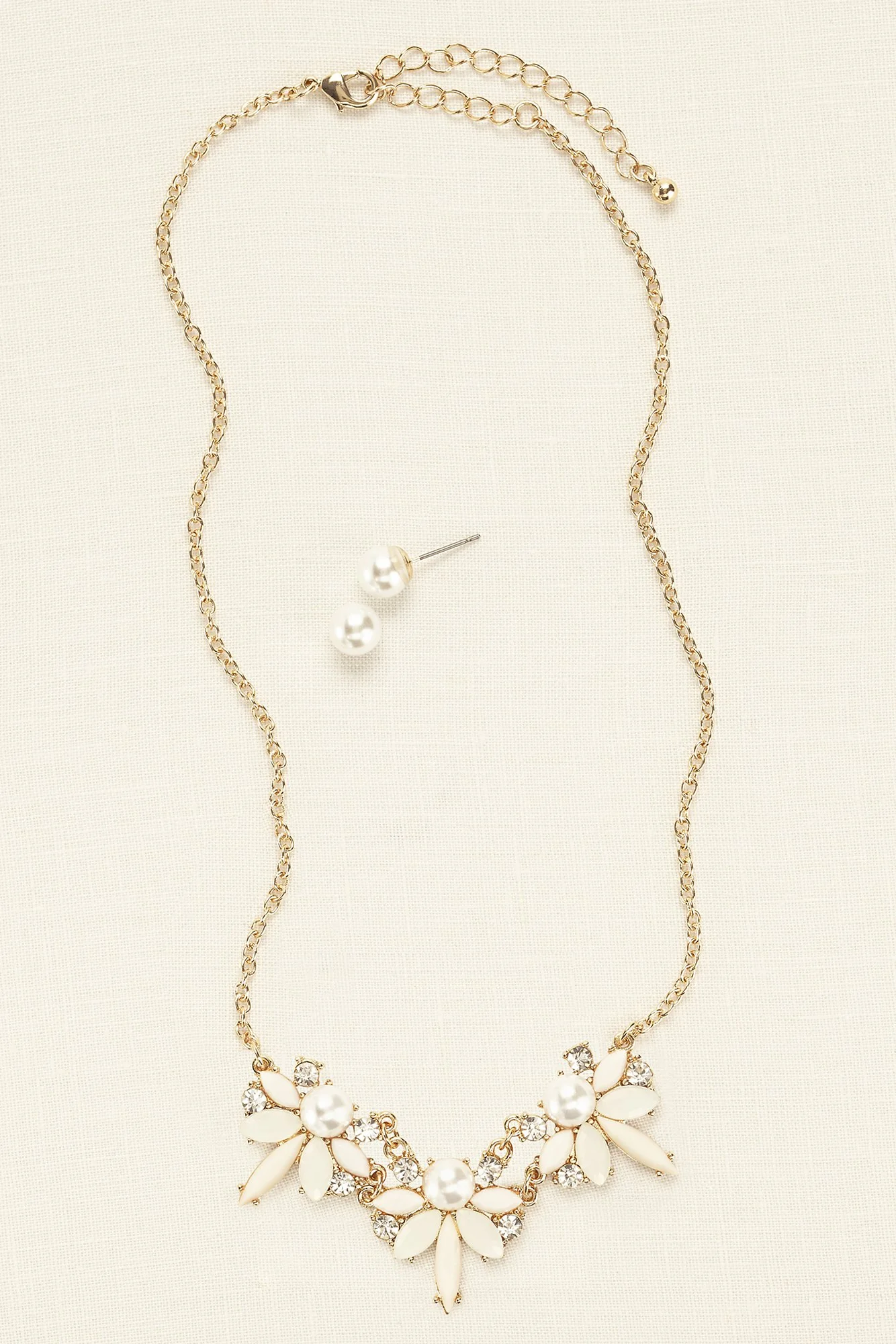 Mini Pearl Statement Necklace and Earring Set