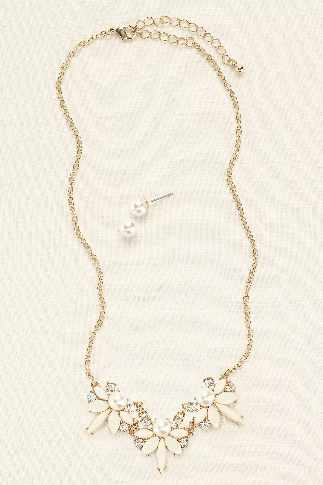 Mini Pearl Statement Necklace and Earring Set - Image 2