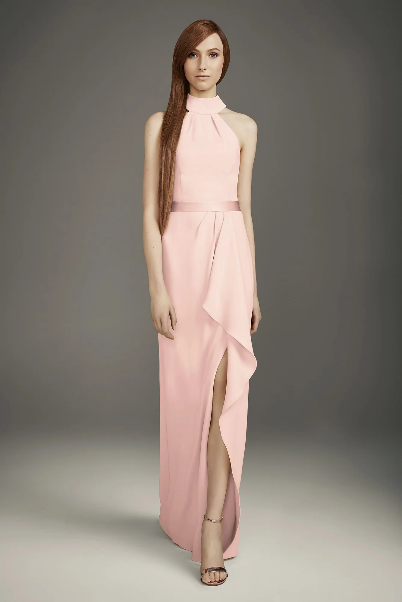 Mock-Neck Double Cloth Bridesmaid Dress - Image 10
