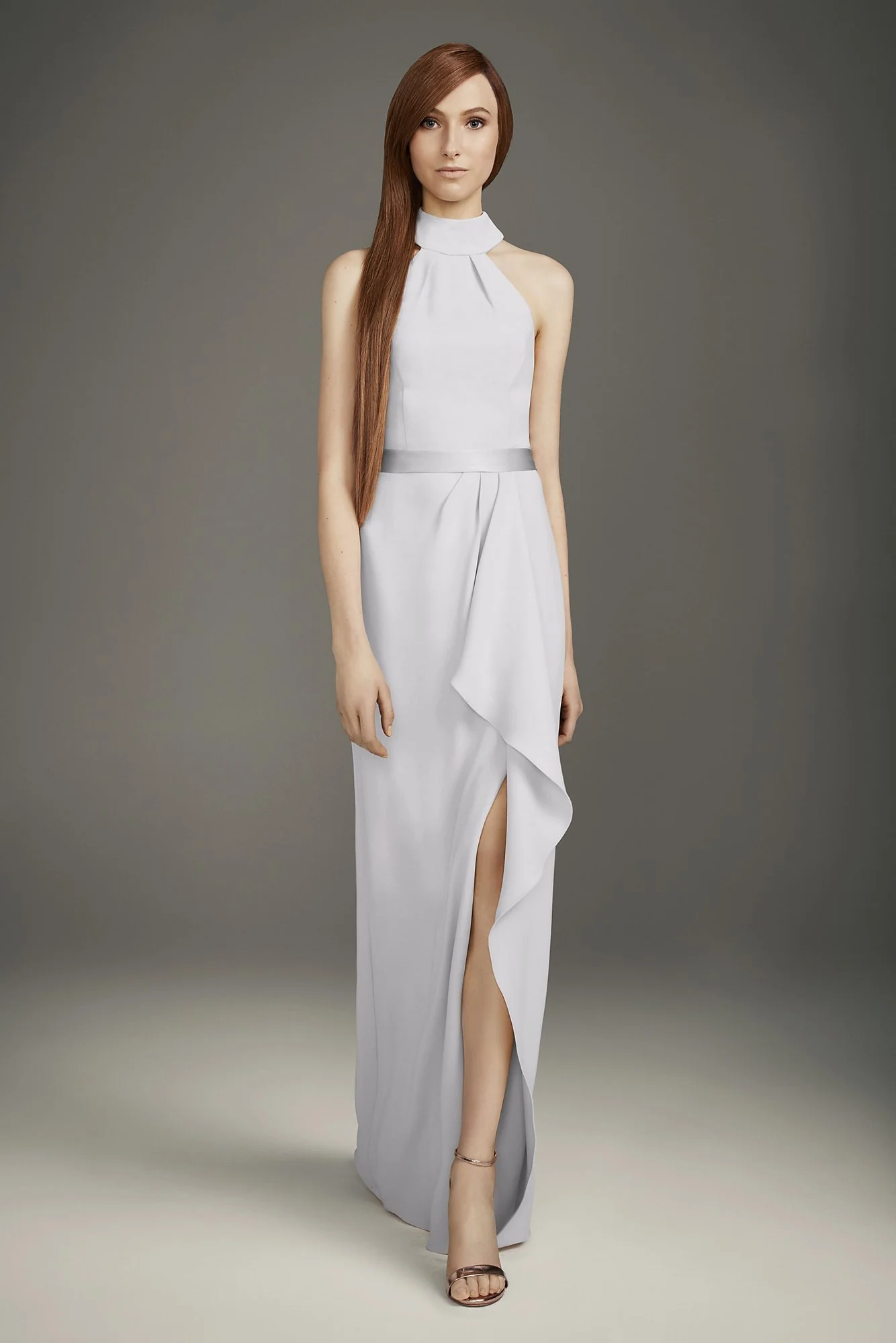 Mock-Neck Double Cloth Bridesmaid Dress - Image 6