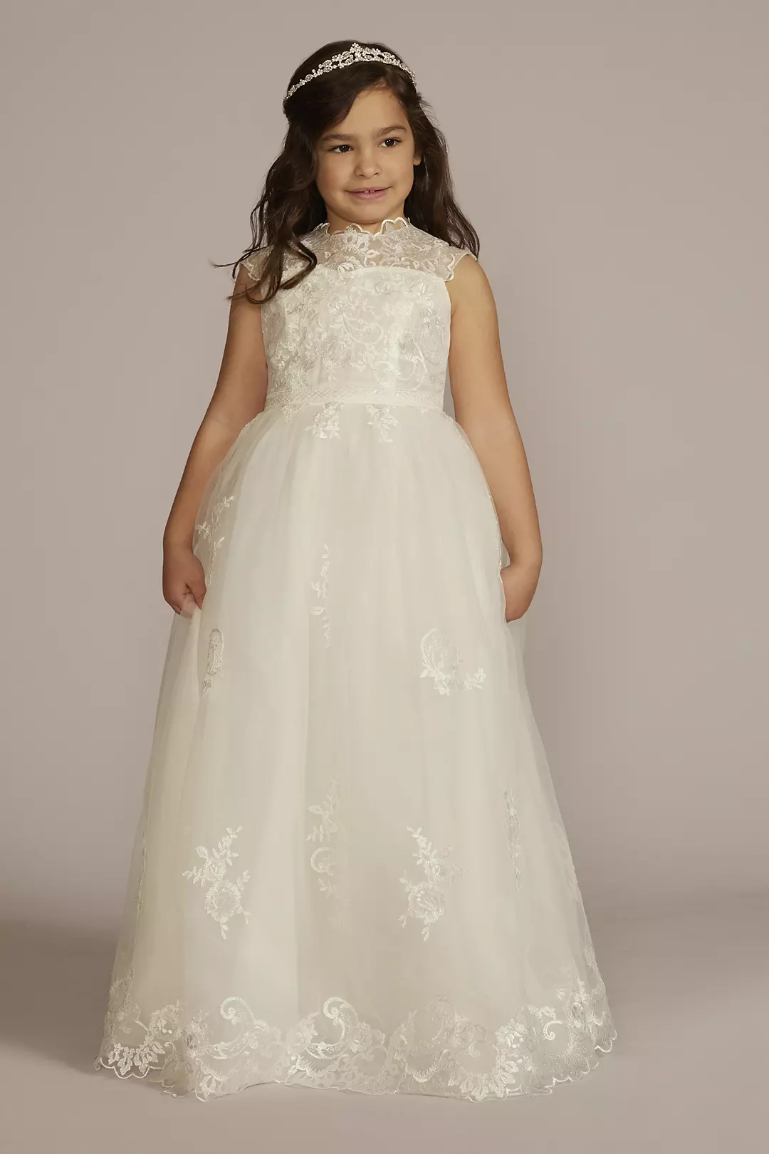Mock Neck Lace Applique Flower Girl Dress - Image 2