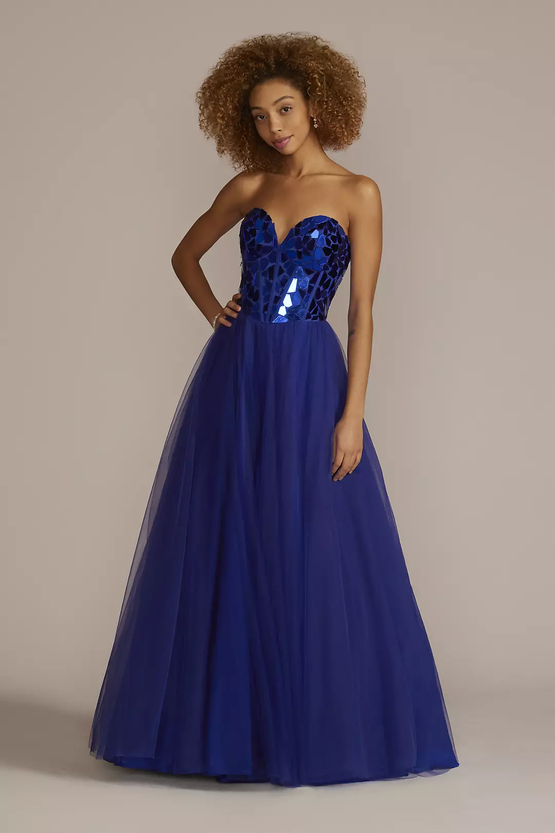 Mosaic Beaded Ball Gown with Full Sparkle Skirt - Image 13