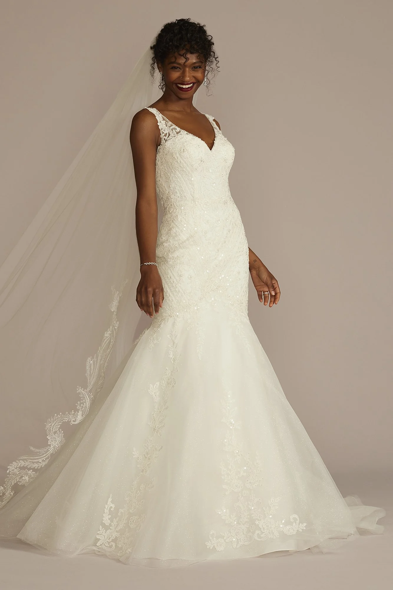 Multi-Lace Tank V-Neck Mermaid Wedding Dress - Image 5
