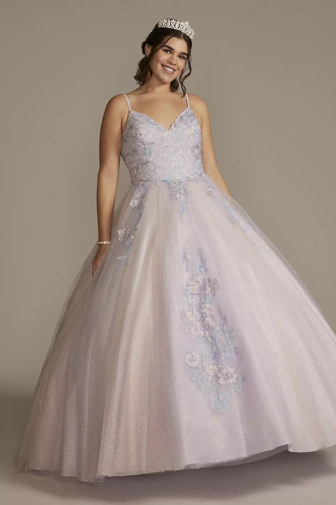 Multicolor Floral Quince Ball Gown with Capelet - Image 4