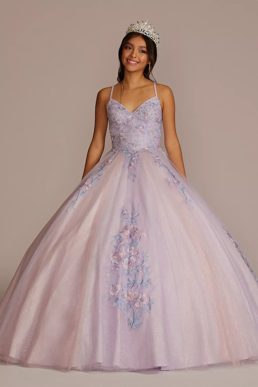 Multicolor Floral Quince Ball Gown with Capelet - Image 5