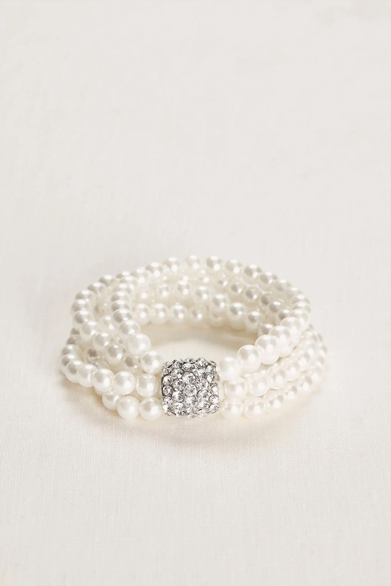 Multiple Strand Pearl and Crystal Bracelet - Image 2