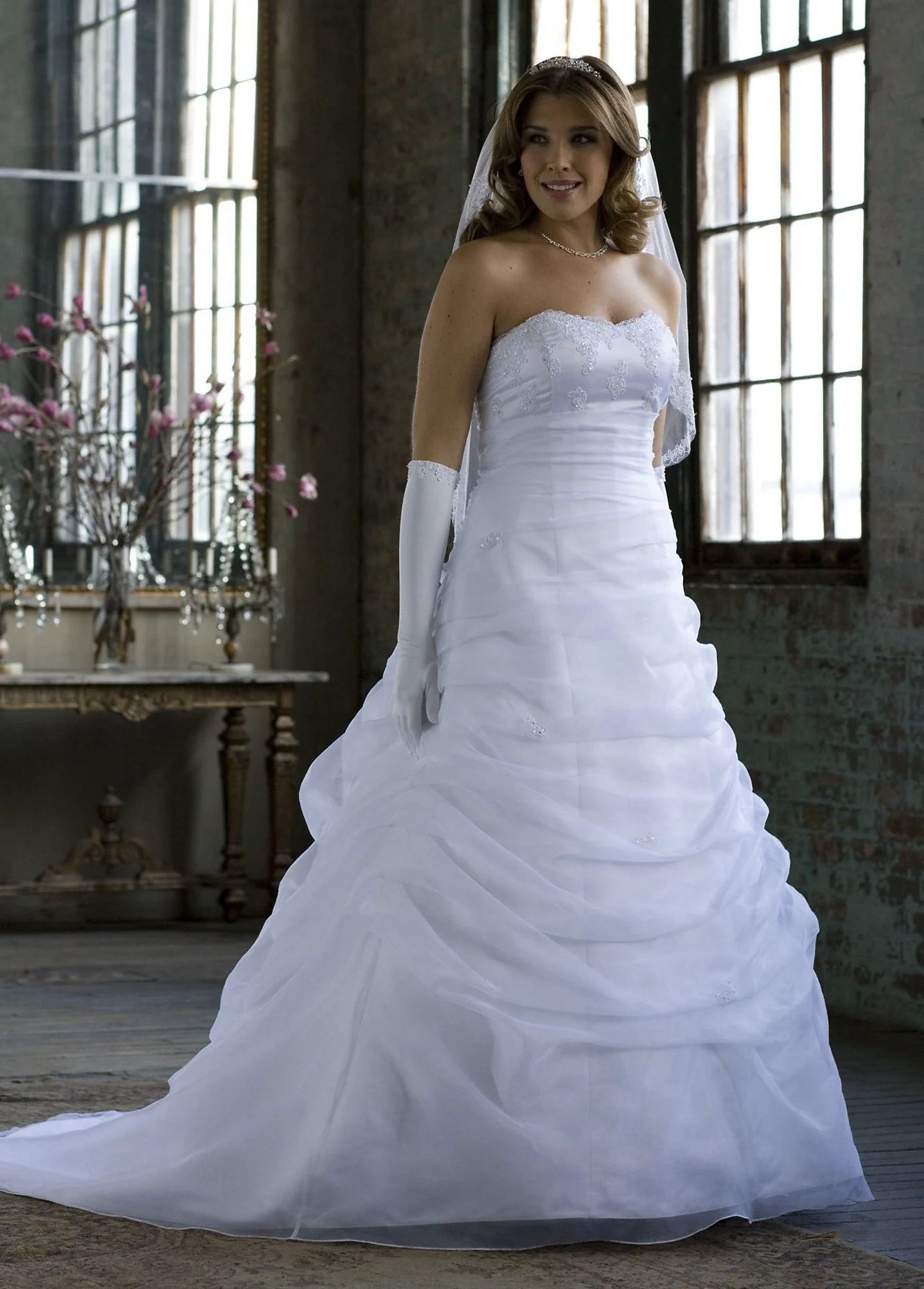 No Train Organza Pick-up with Beaded Lace Empire - Image 2