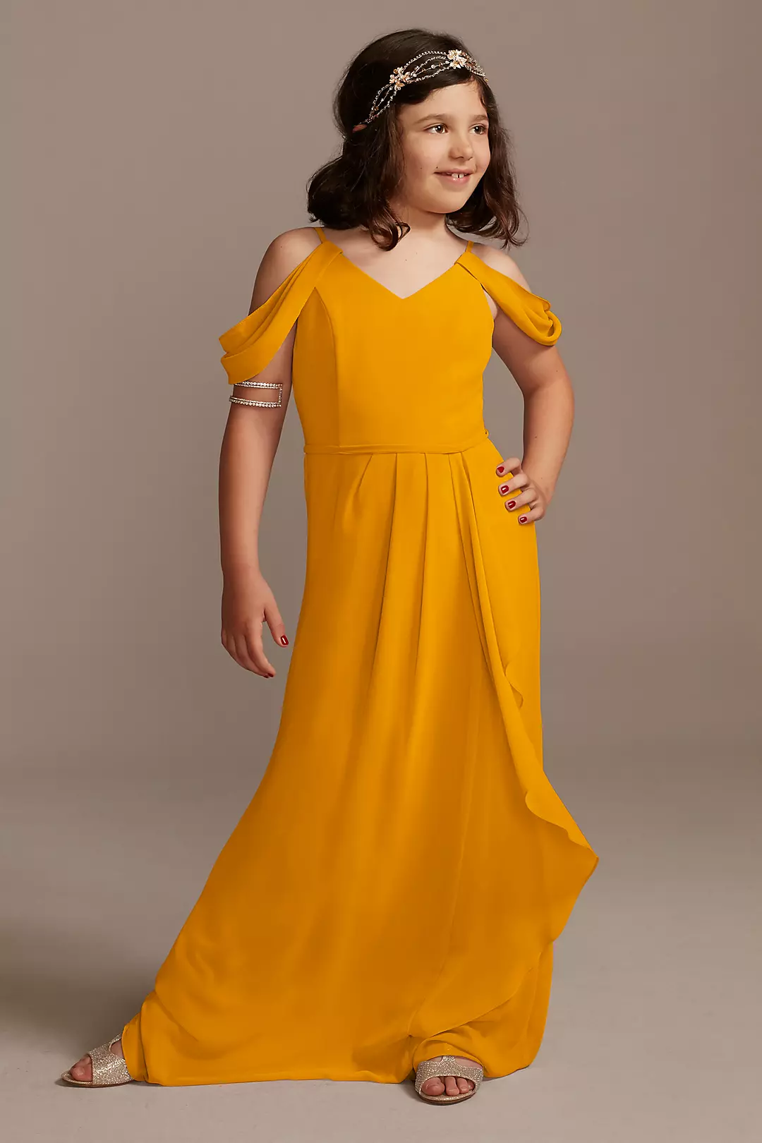 Off Shoulder Junior Bridesmaid Dress with Cascade - Image 24