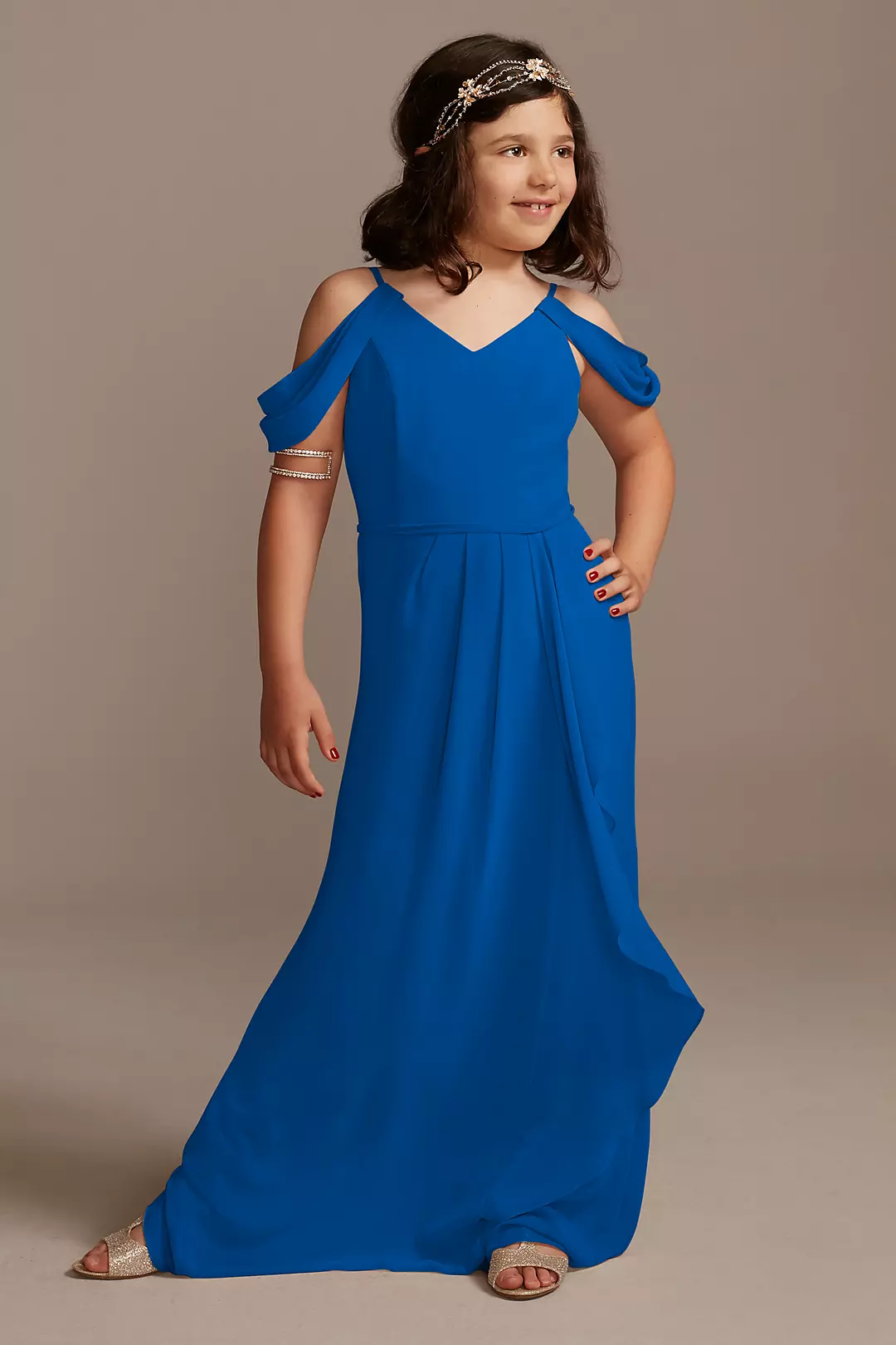 Off Shoulder Junior Bridesmaid Dress with Cascade - Image 39
