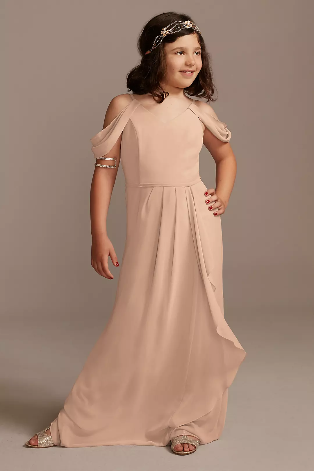 Off Shoulder Junior Bridesmaid Dress with Cascade - Image 60