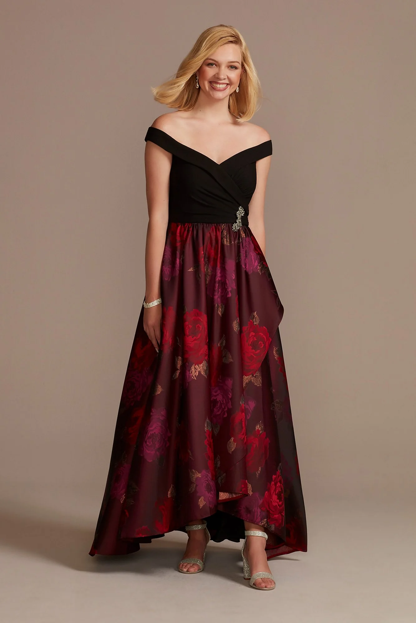 Off the Shoulder Ball Gown with Embellished Detail