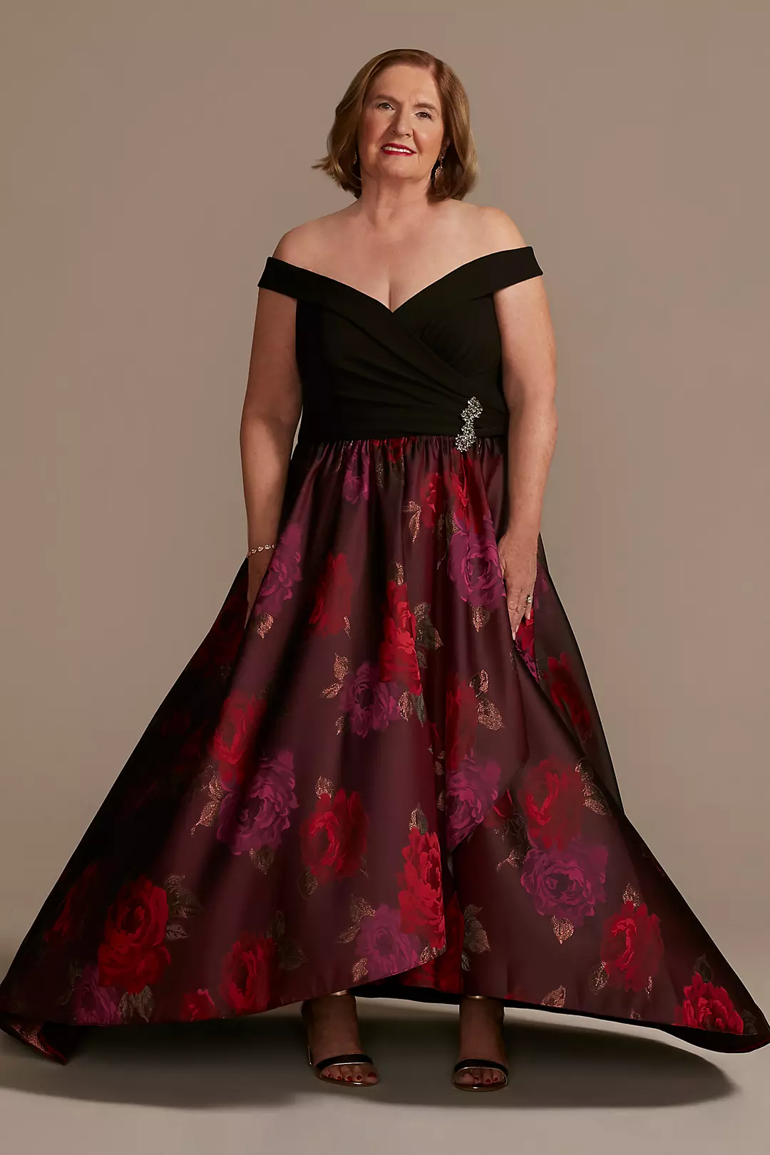 Off the Shoulder Ball Gown with Embellished Detail - Image 7