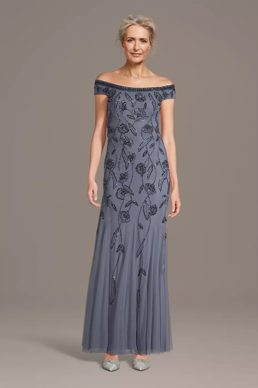 Off-the-Shoulder Beaded Mermaid Dress - Image 13