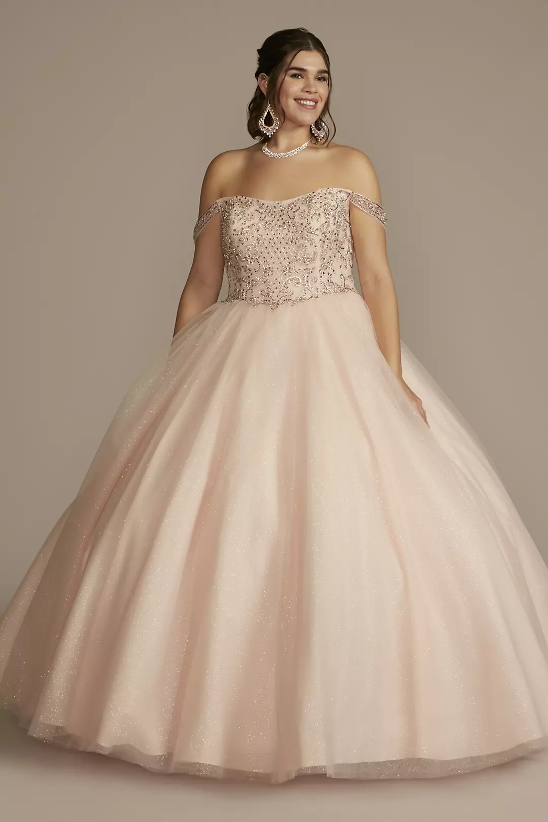 Off-the-Shoulder Beaded Quince Ball Gown - Image 5