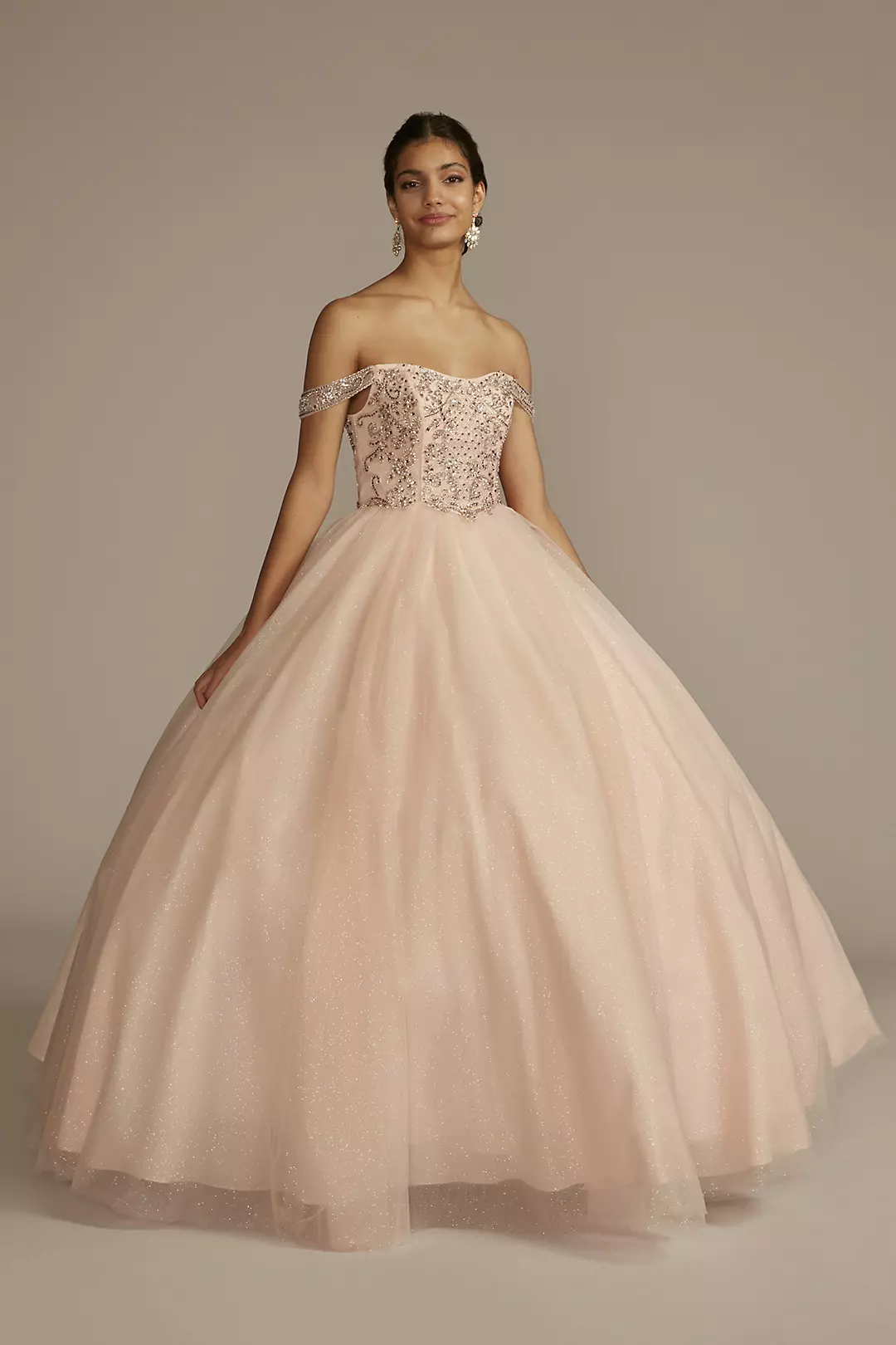Off-the-Shoulder Beaded Quince Ball Gown - Image 9