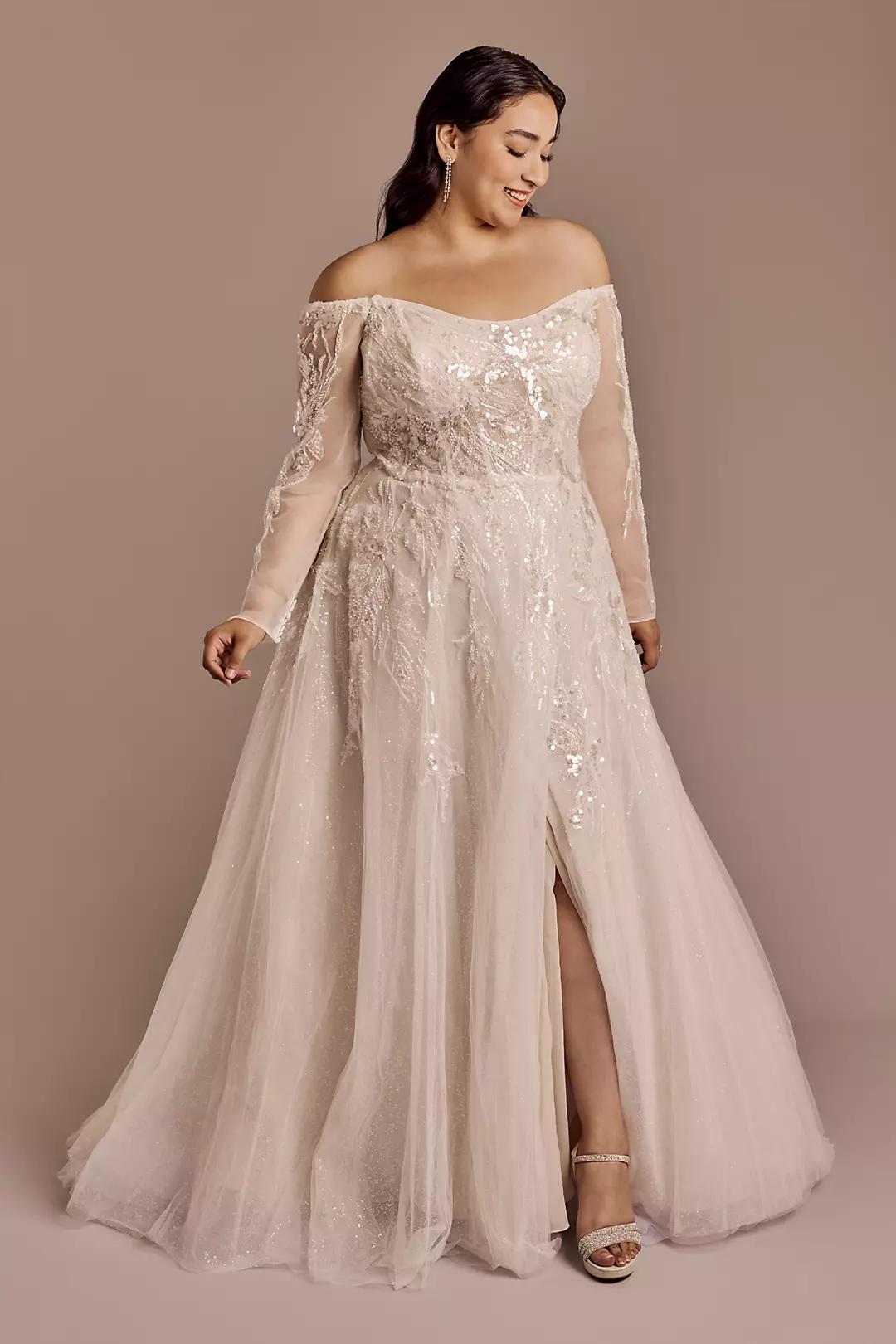 Off-the-Shoulder Boned Bodice Wedding Dress - Image 15