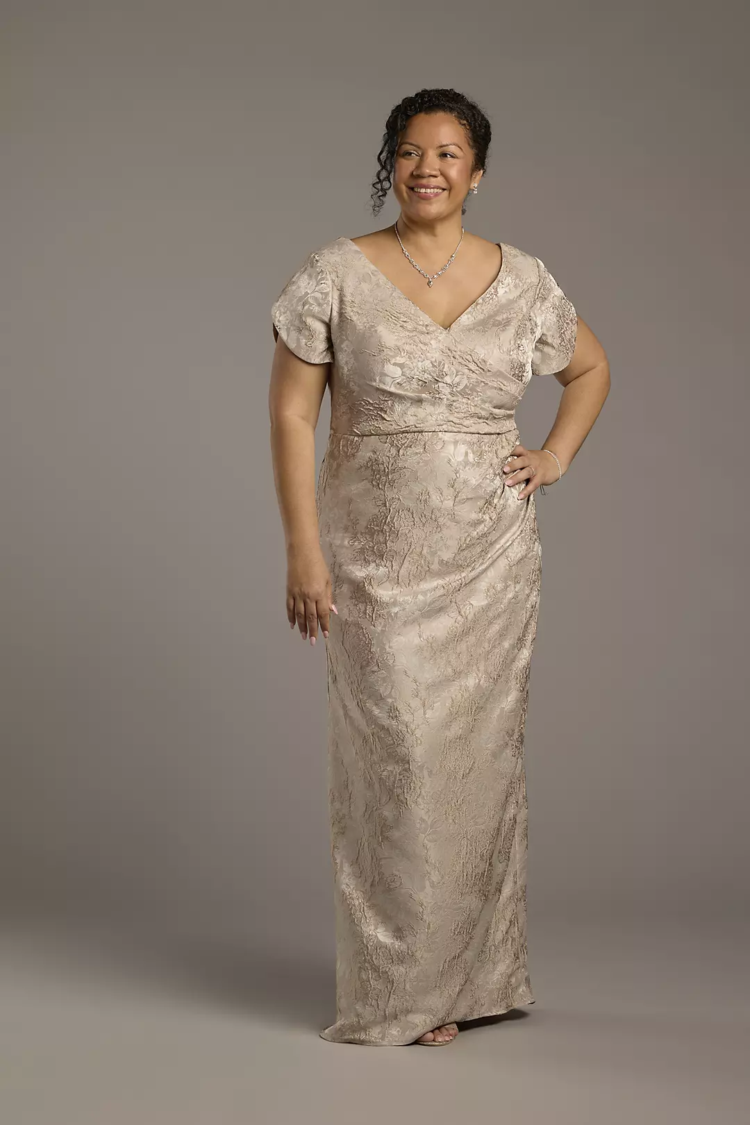 Off-the-Shoulder Brocade Sheath Dress - Image 6