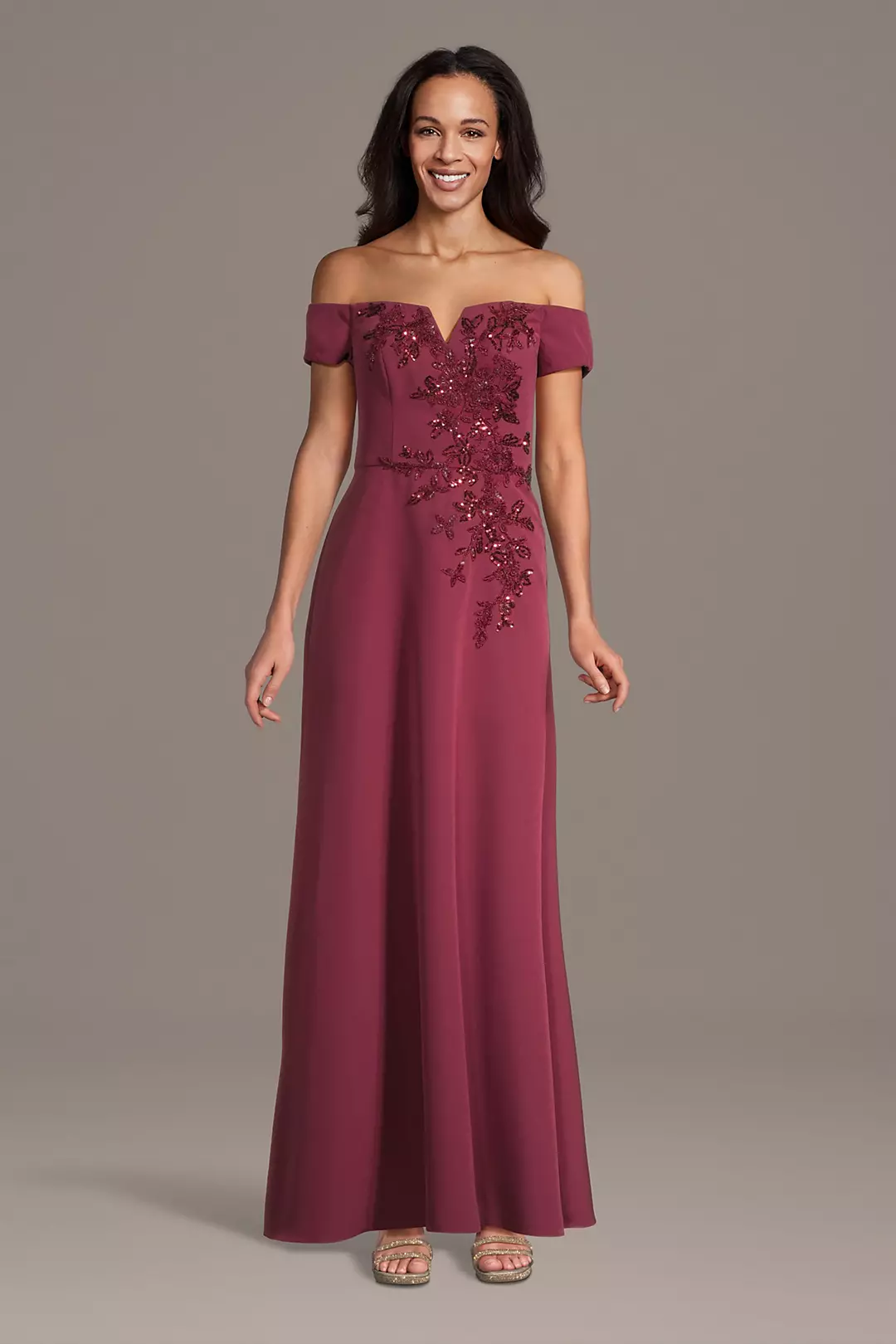 Off-the-Shoulder Crepe A-Line Dress - Image 3