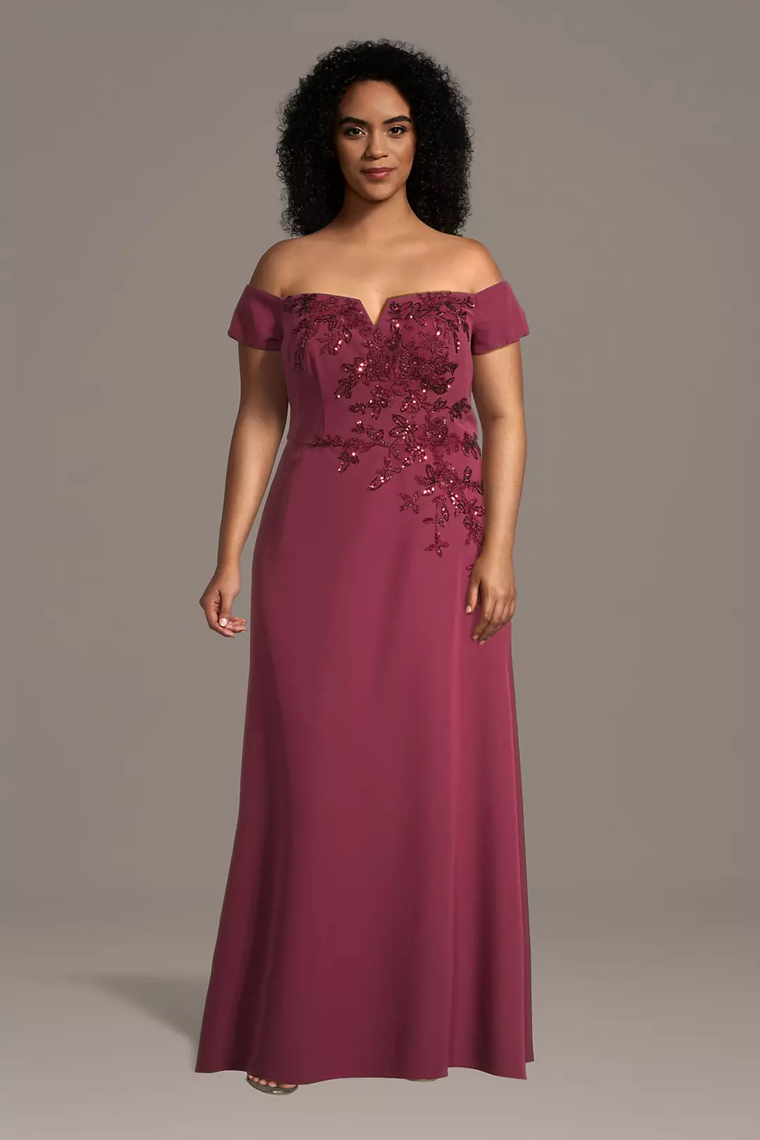 Off-the-Shoulder Crepe A-Line Dress - Image 8
