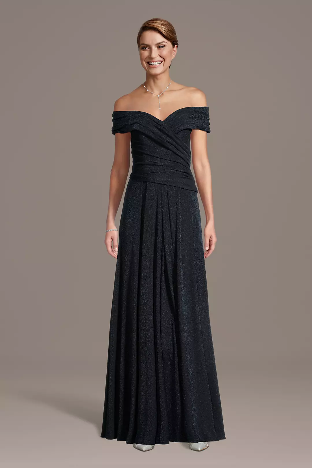 Off-the-Shoulder Draped Bodice A-Line Dress - Image 4
