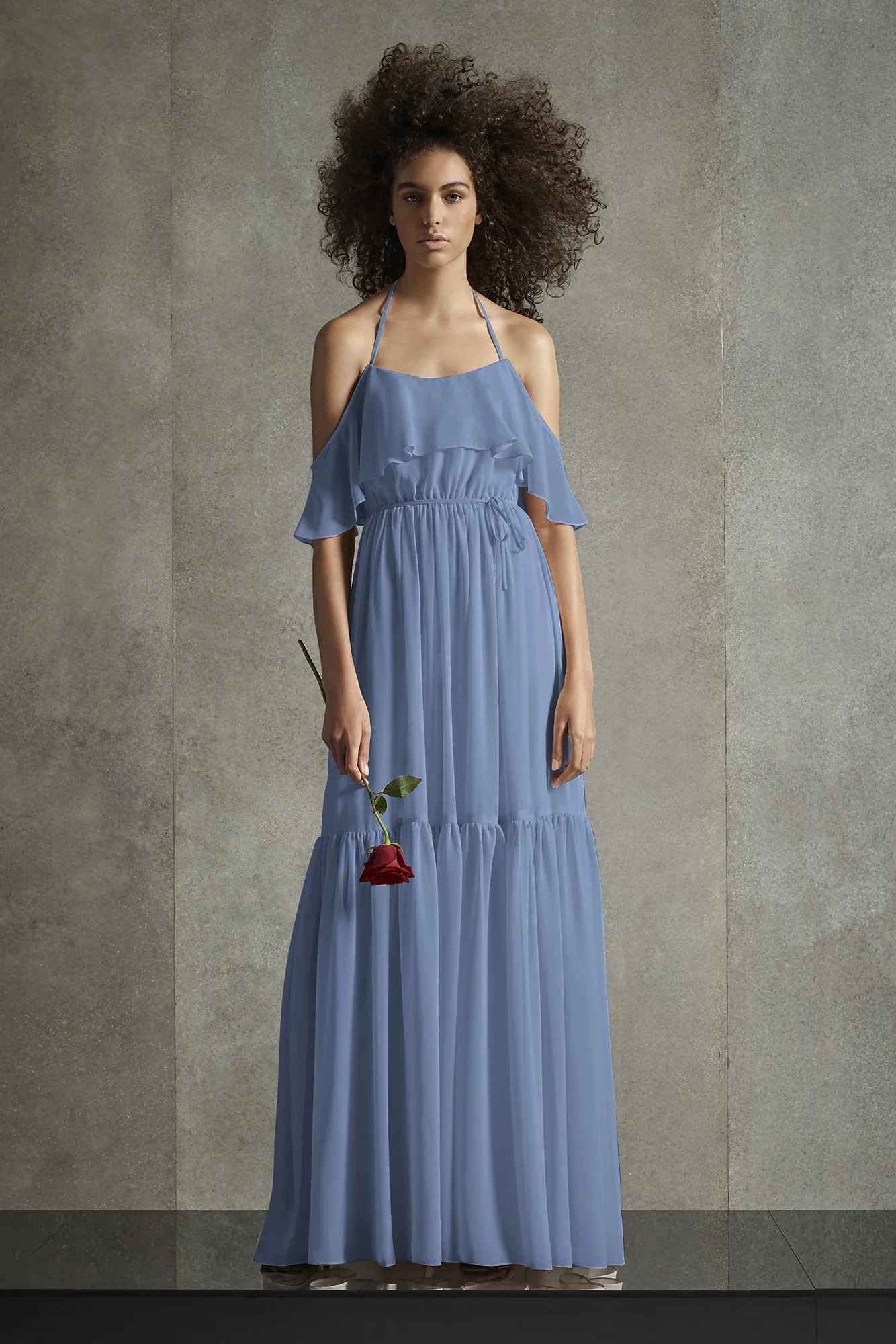 Off the Shoulder Halter Tiered Bridesmaid Dress - Image 15