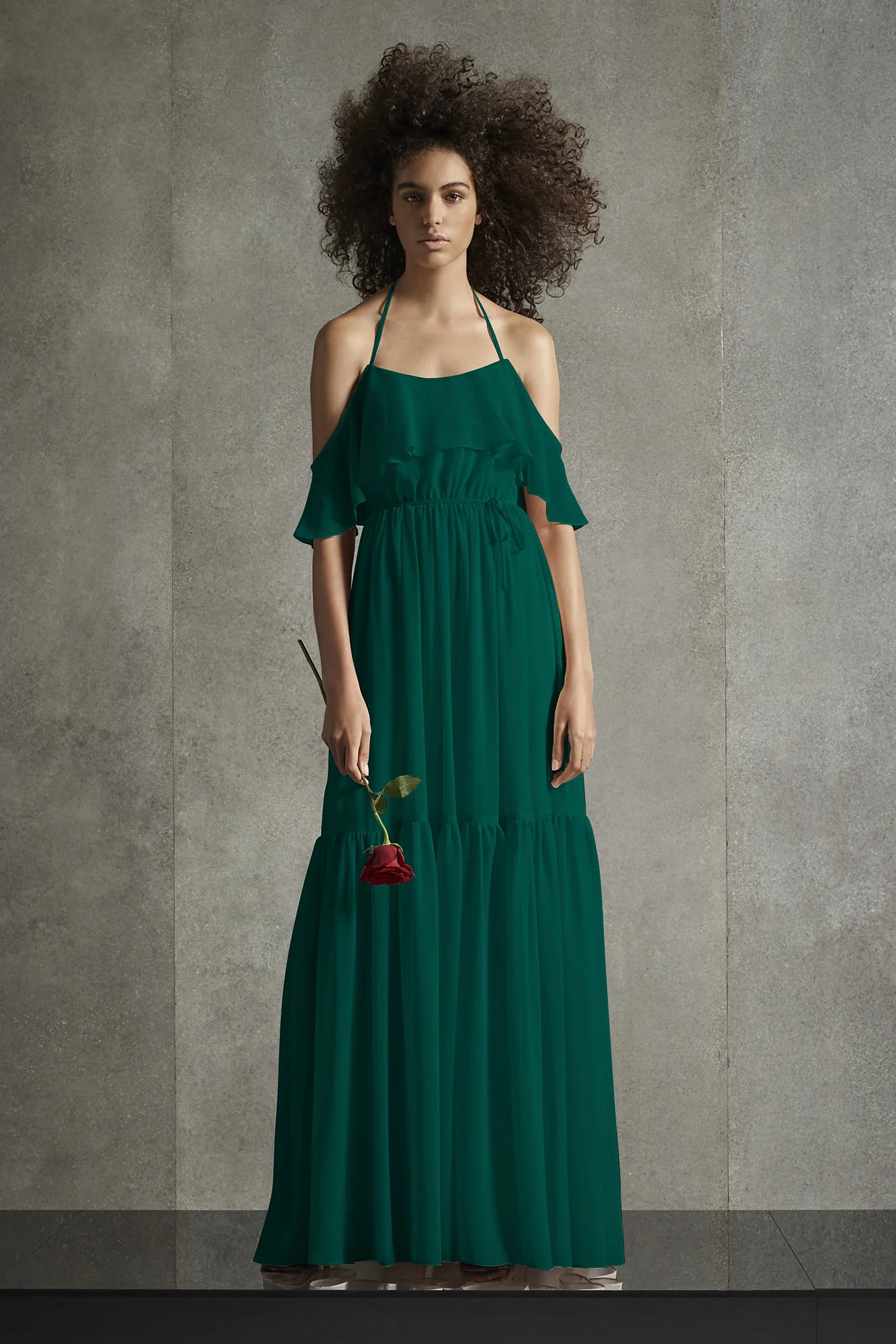 Off the Shoulder Halter Tiered Bridesmaid Dress - Image 41