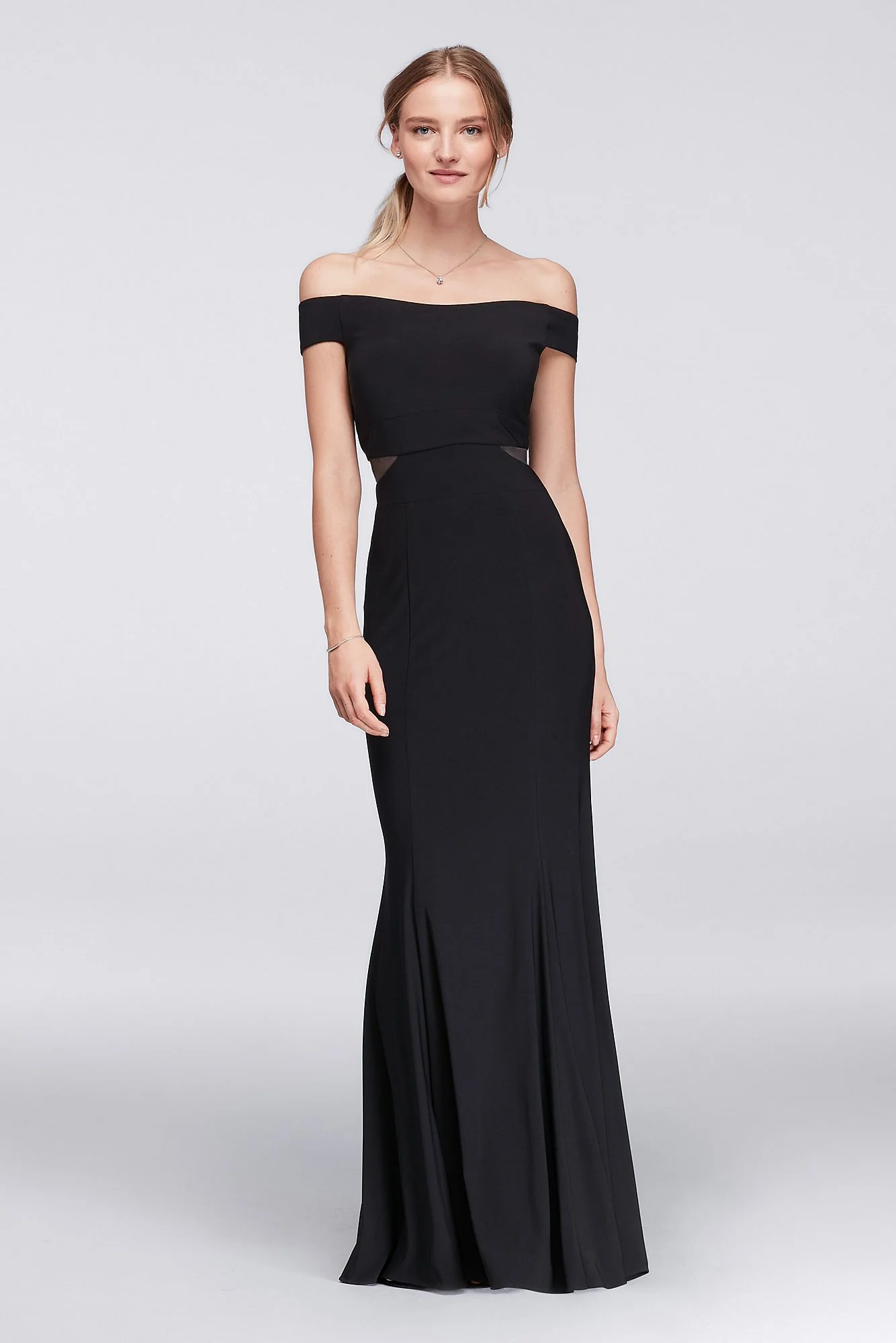 Off-The-Shoulder Jersey Dress with Illusion Sides - Image 2