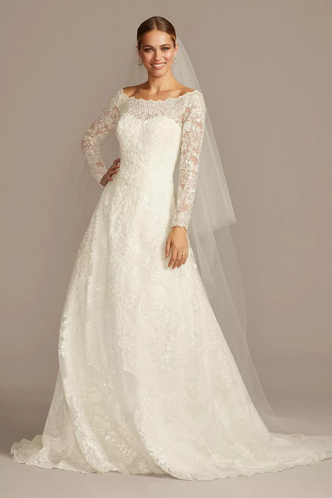 Off-The-Shoulder Lace A-Line Wedding Dress - Image 24