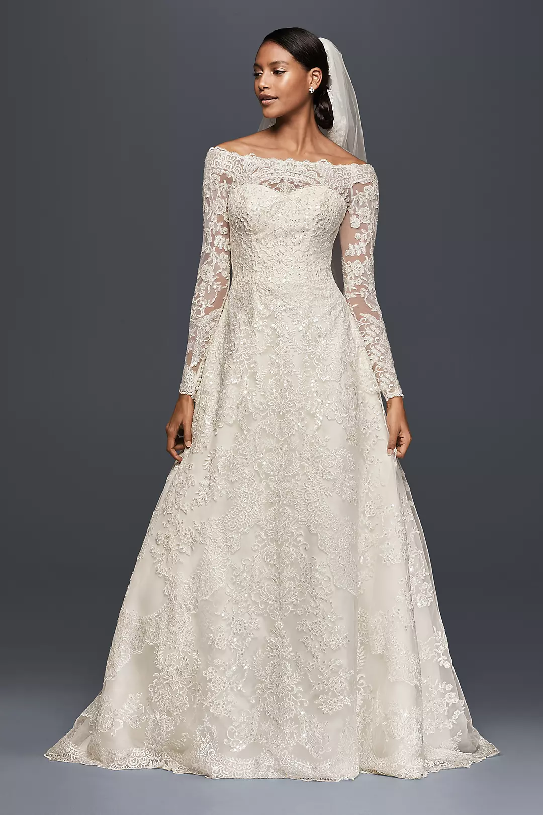 Off-The-Shoulder Lace A-Line Wedding Dress - Image 7
