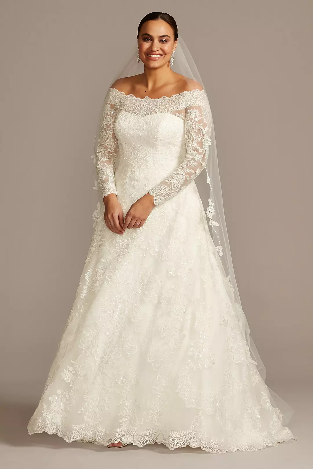 Off-The-Shoulder Lace A-Line Wedding Dress - Image 9