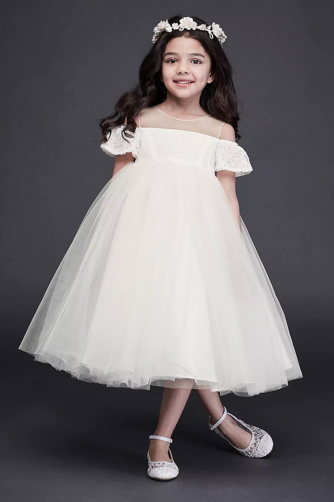 Off the Shoulder Lace and Tulle Flower Girl Dress - Image 4