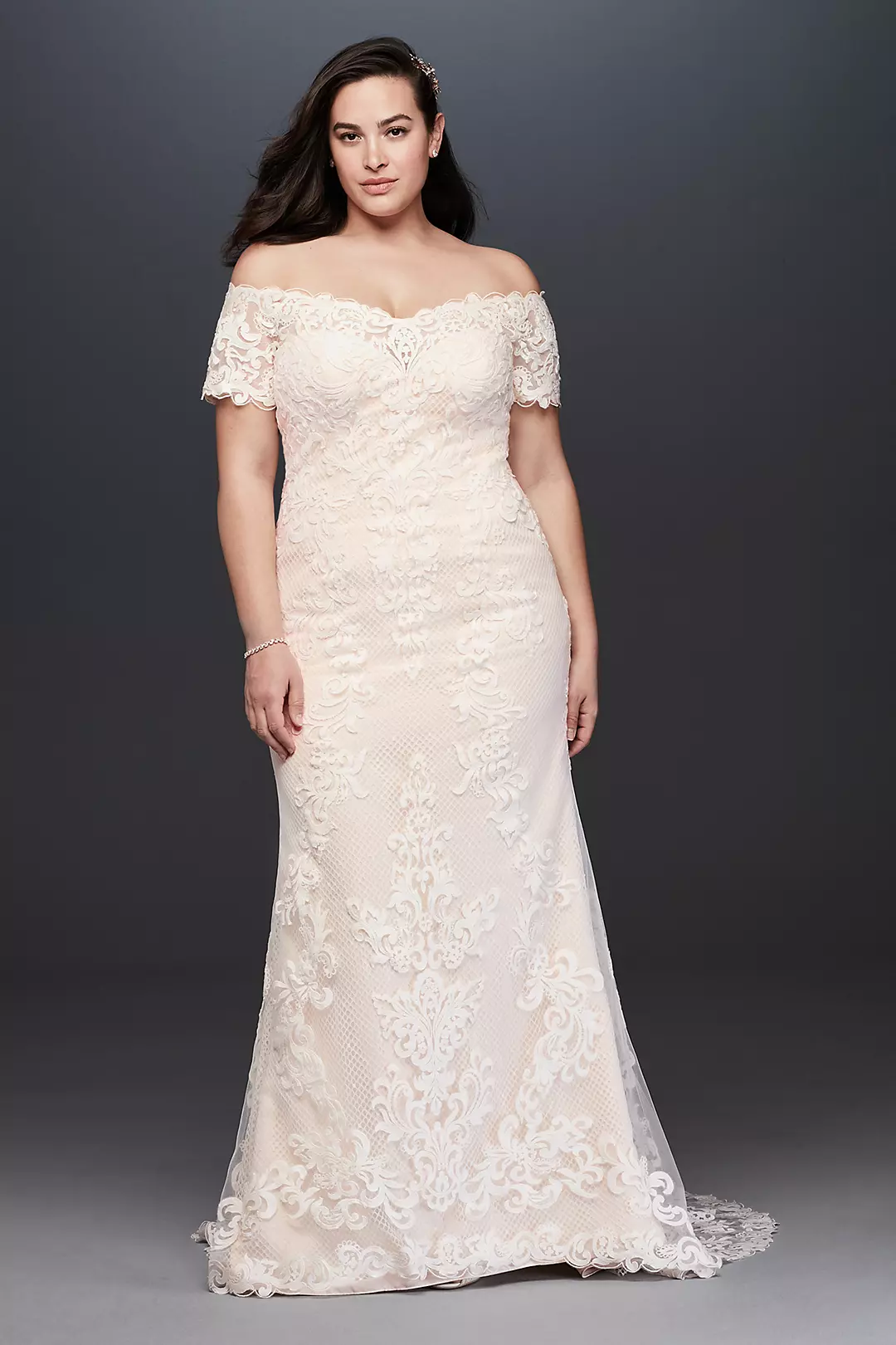 Off the Shoulder Lace Sheath Wedding Dress - Image 7