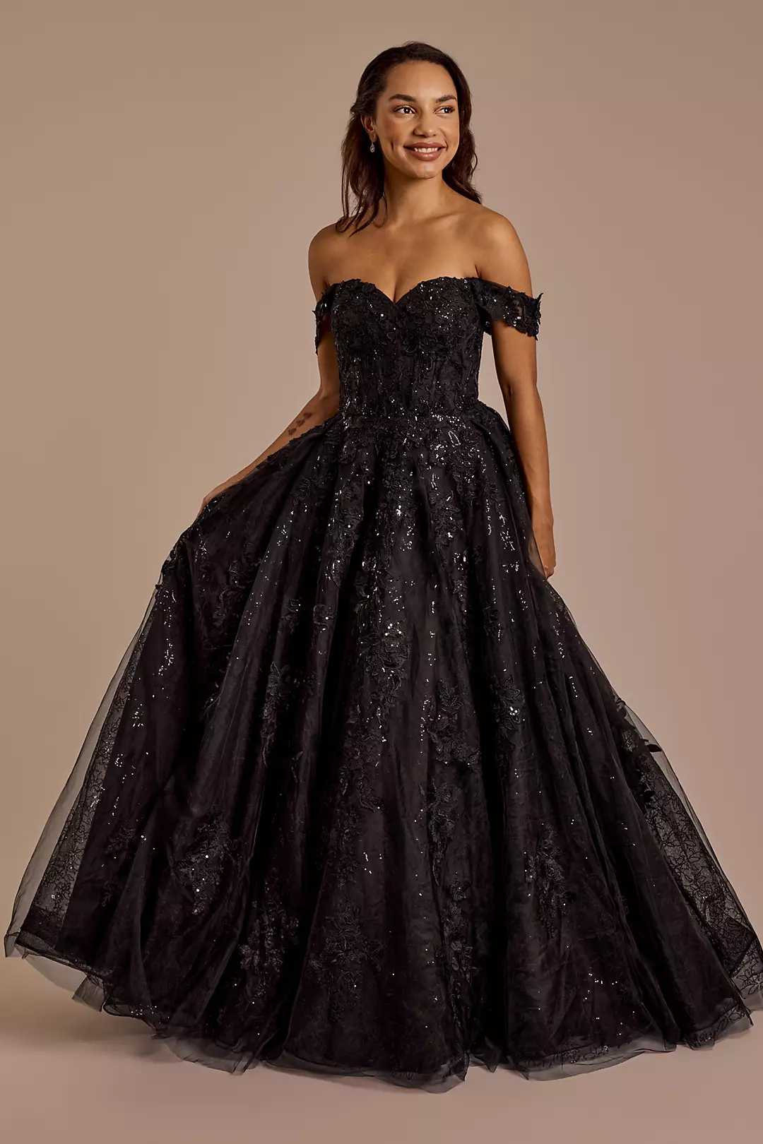 Off-the-Shoulder Lace-Up Back Wedding Dress - Image 15