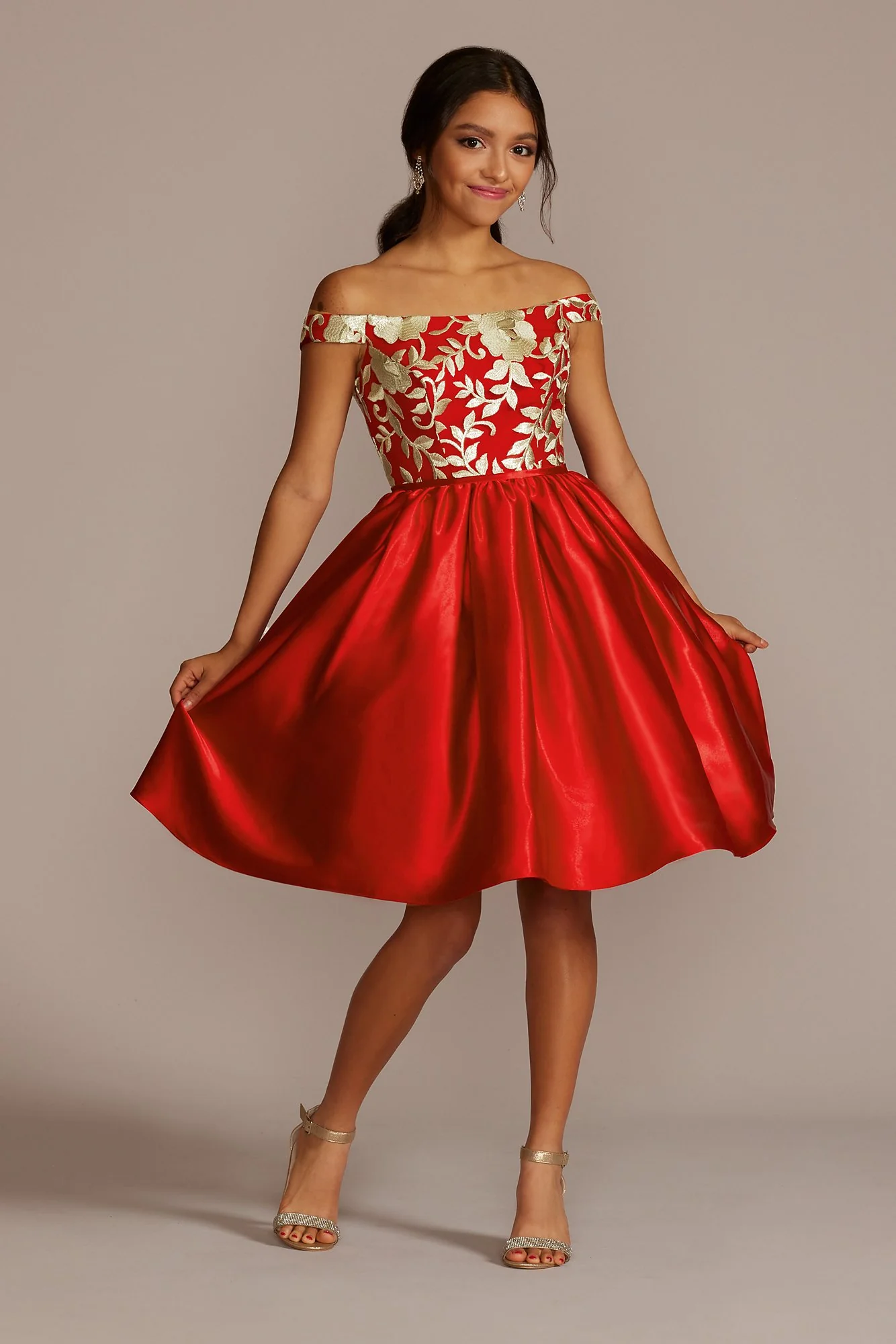 Off-the-Shoulder Mini Patterned A-Line - Image 2
