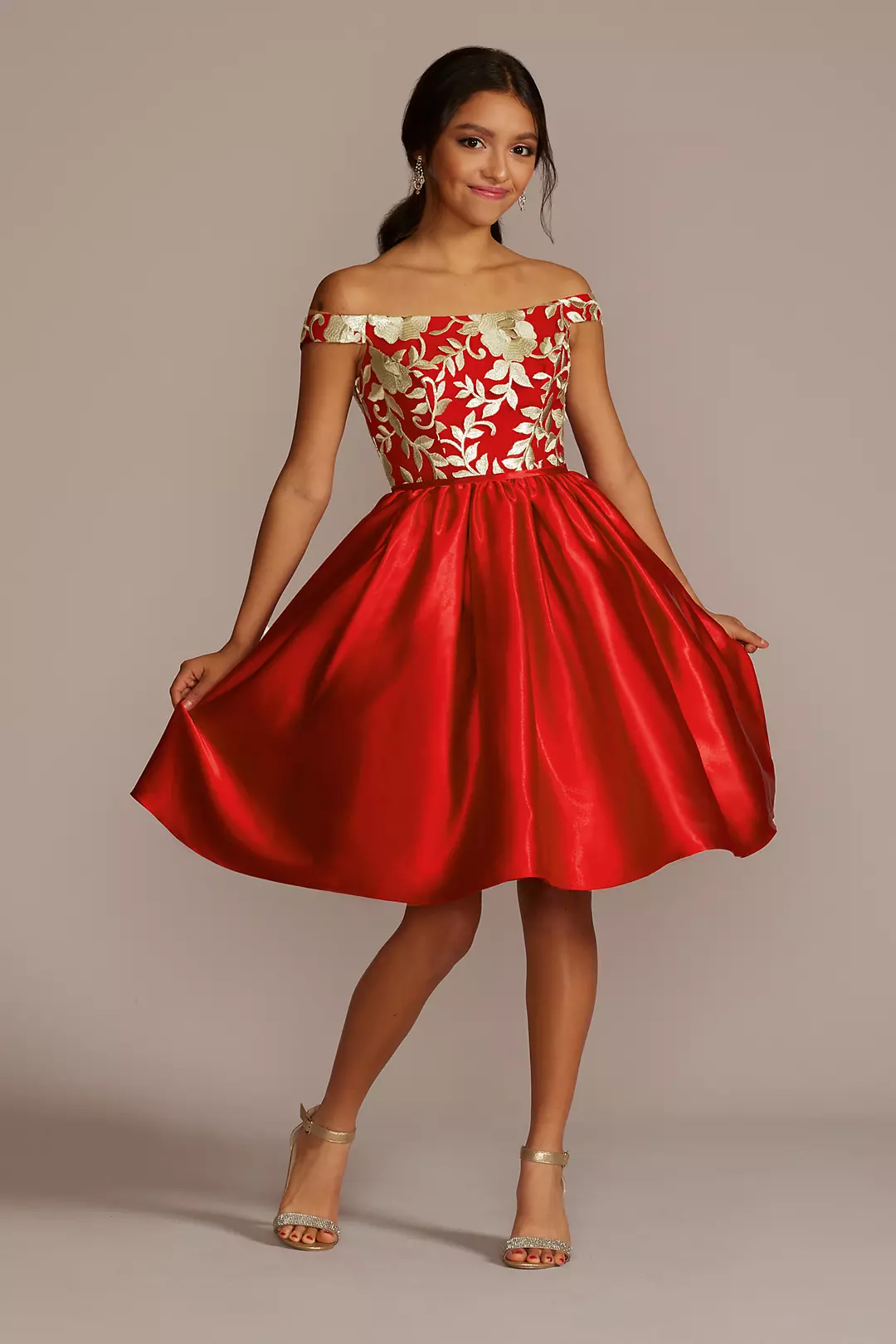 Off-the-Shoulder Mini Patterned A-Line - Image 45
