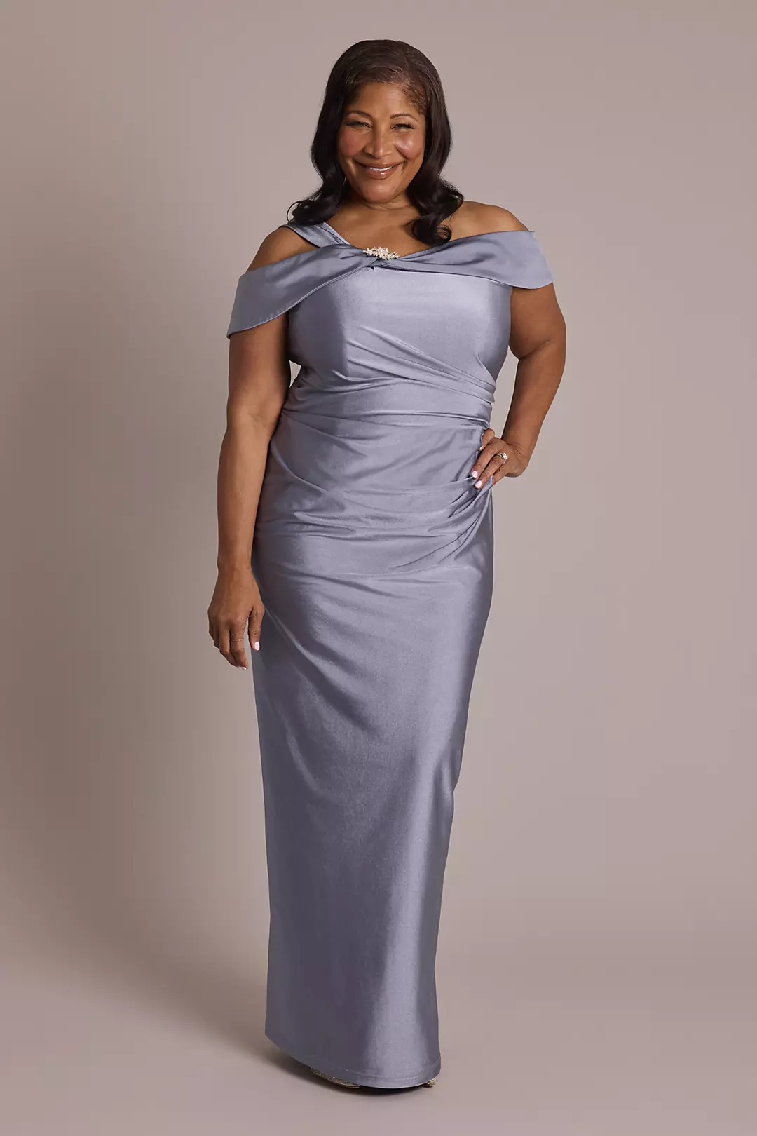 Off-the-Shoulder Power Stretch Sheath Dress - Image 4