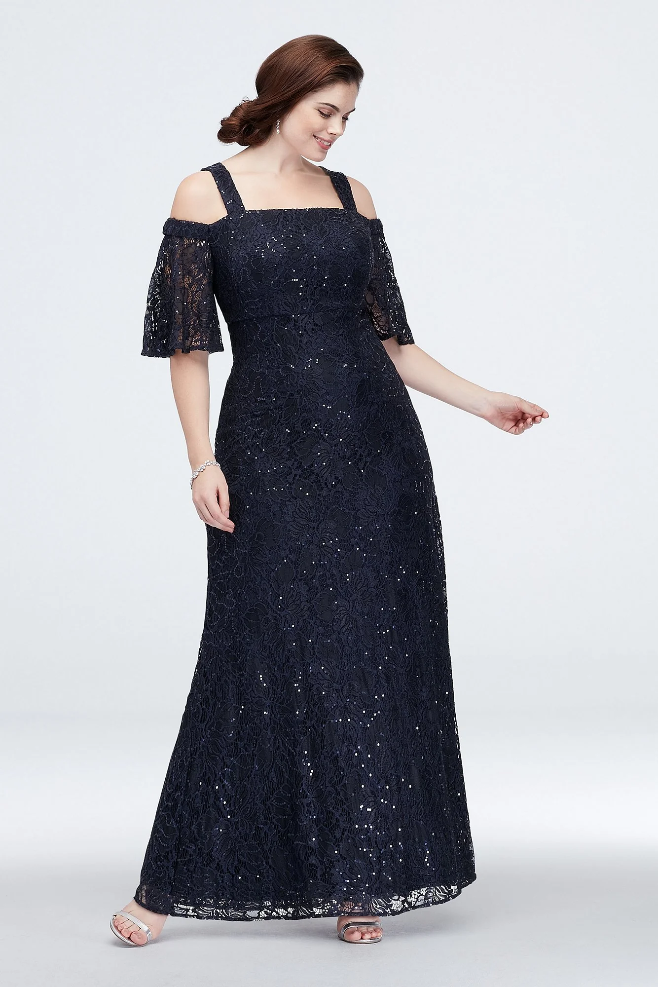 Off-the-Shoulder Sequin Lace Plus Size Dress - Image 2